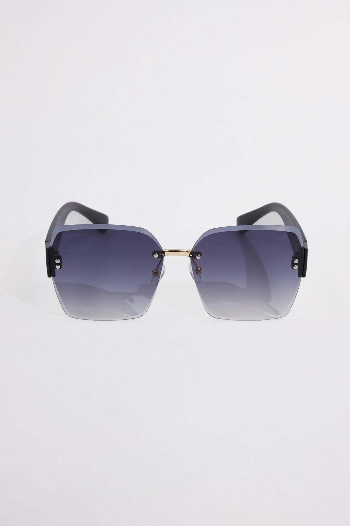 Women's Frameless Square Blue Glasses UV 400 Protected Sunglasses