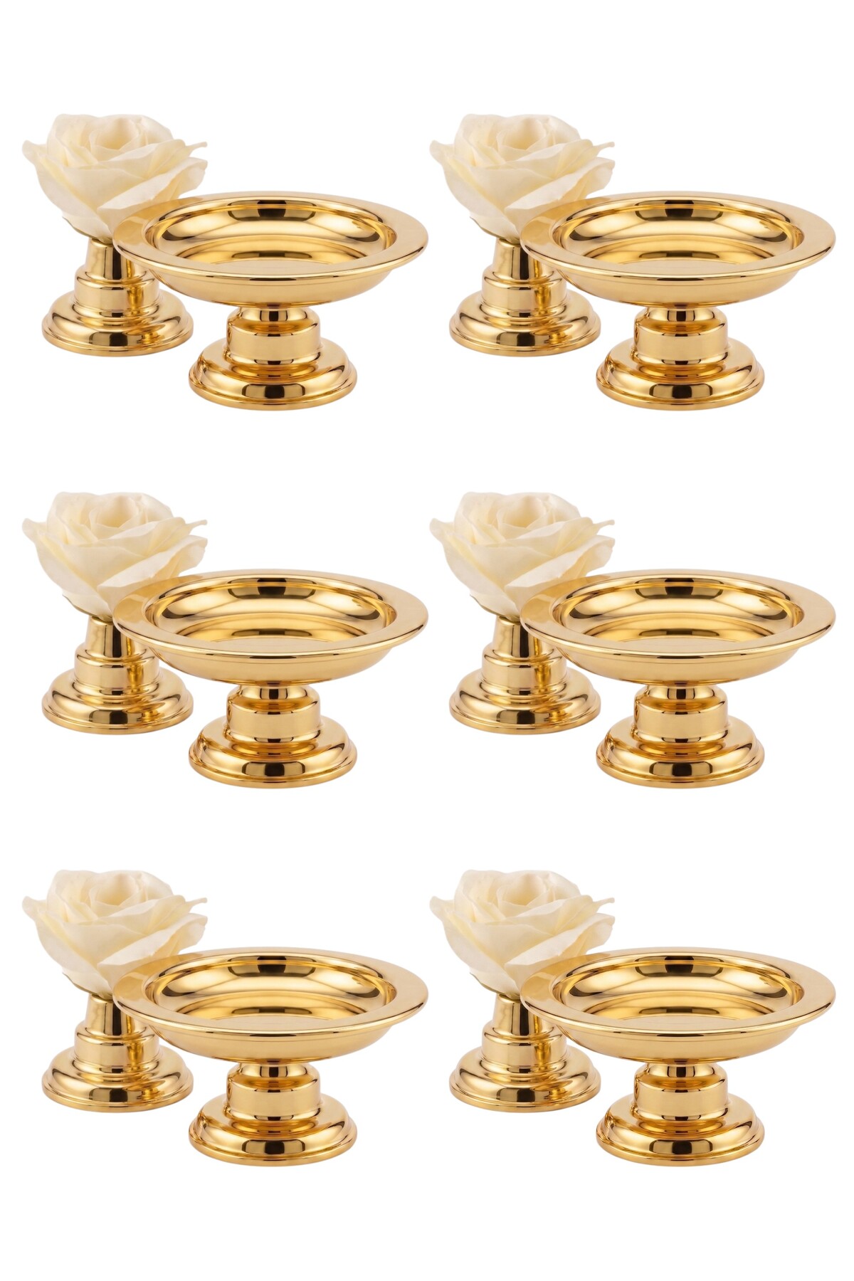 6-Piece Coffee Side Promise Engagement Chocolate Treat Mini Turkish Delight Serving Set with Gold Legs and Flowers