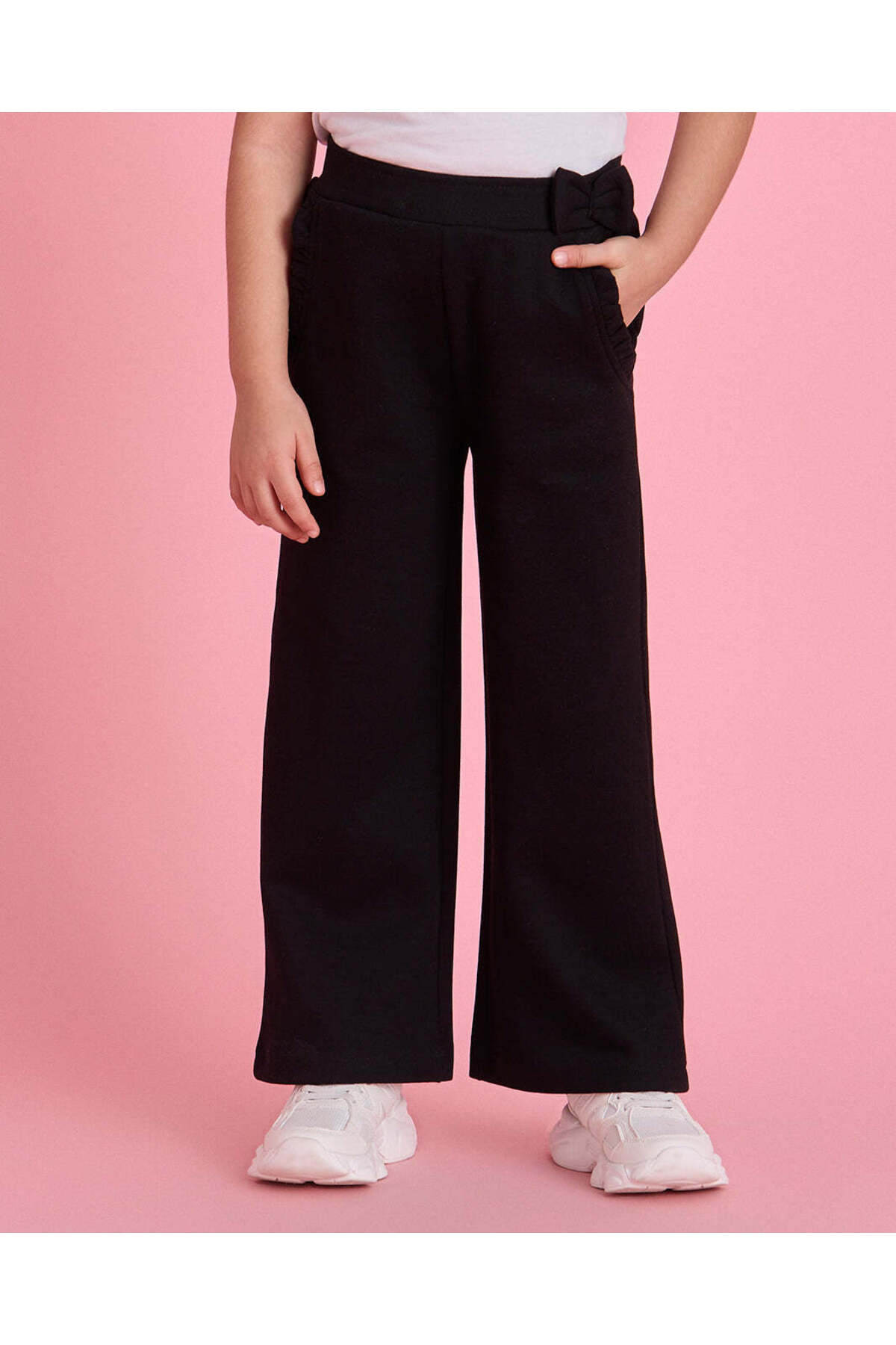 REDTAG Girls Black Wide Leg Trousers