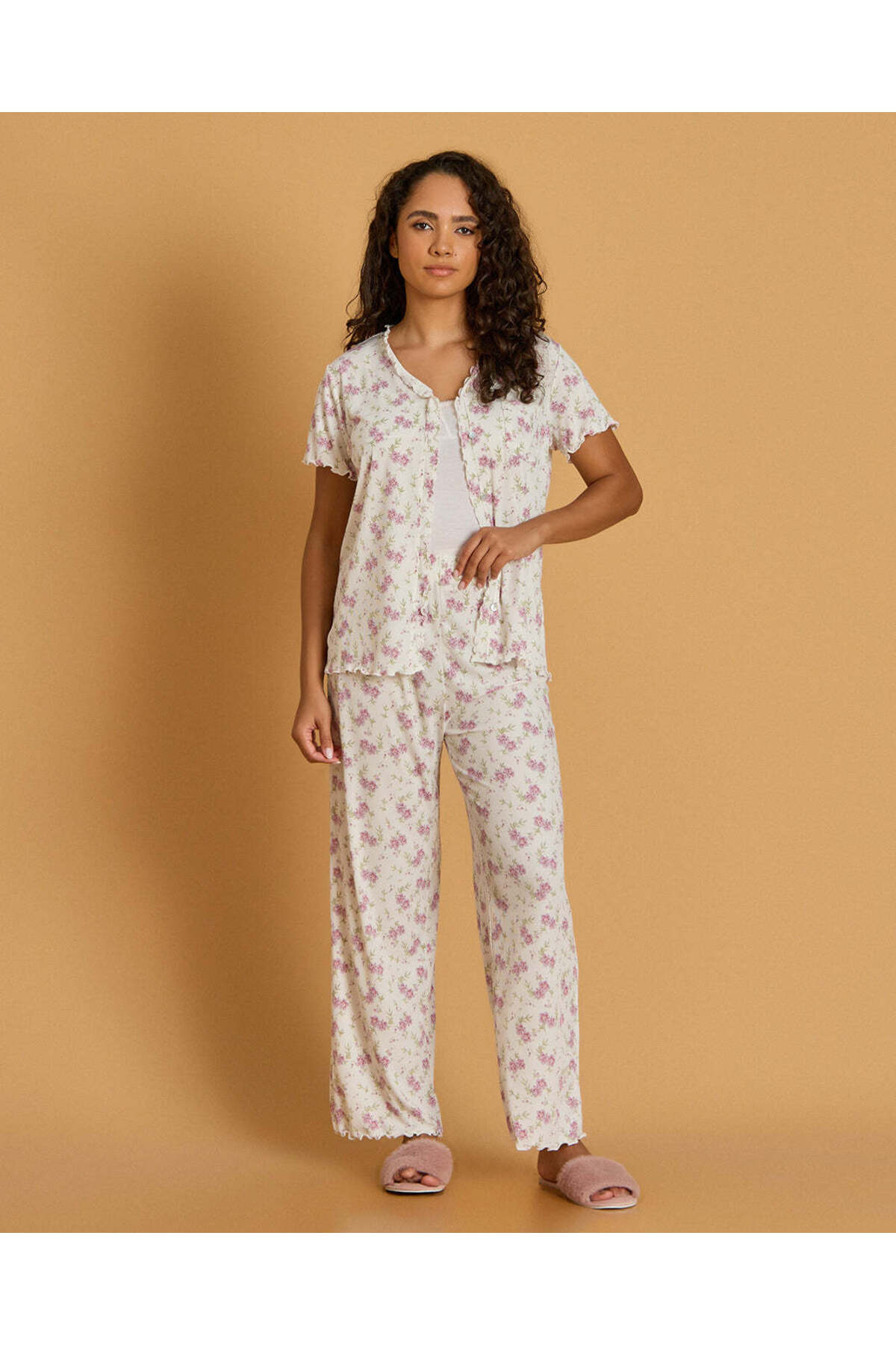 REDTAG Women Ivory Floral Pyjama Set