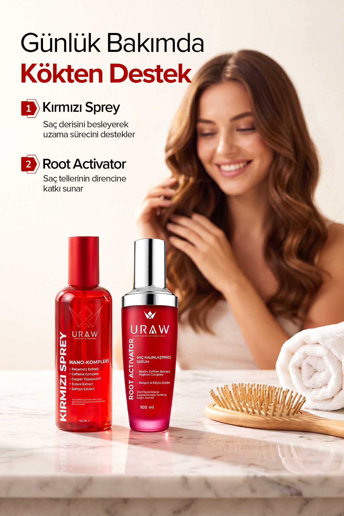 Güçlü ve Uzun Saç Bakım Seti | Kırmızı Sprey + Root Activator — SET47 — تصویر 4 از 5