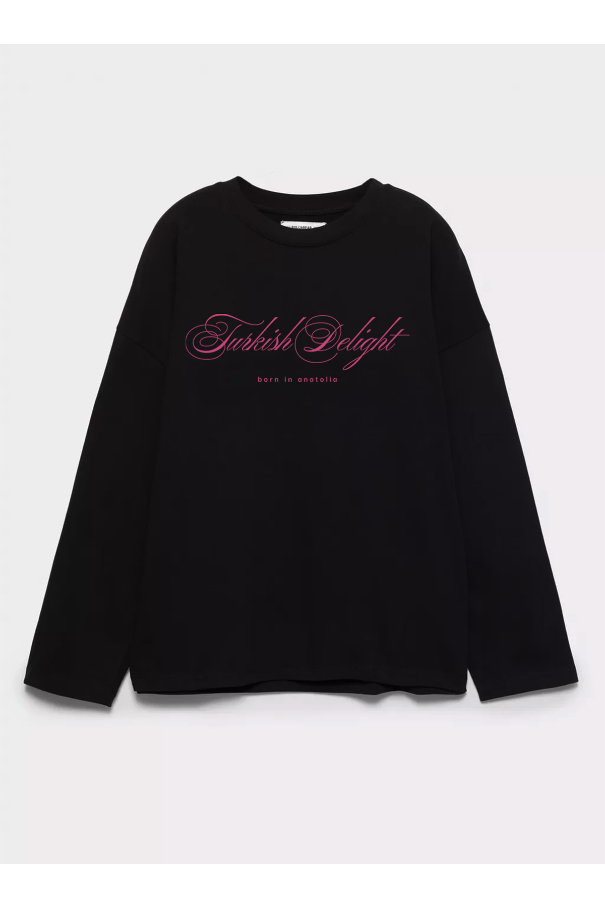 100% Cotton Oversize Fit Turkish Delight Printed - Crew Neck Long Sleeve T-shirt