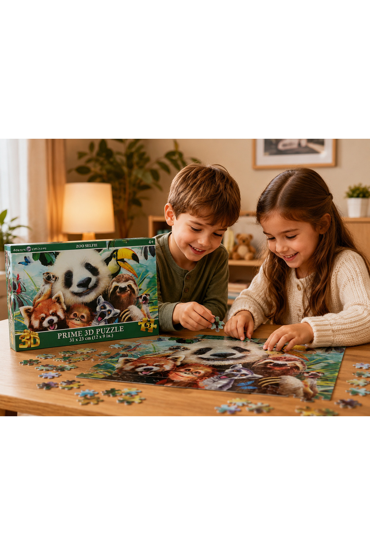 Majestia Prime 3D Puzzle Zoo Selfie 63 Parça Panda ve Sevimli