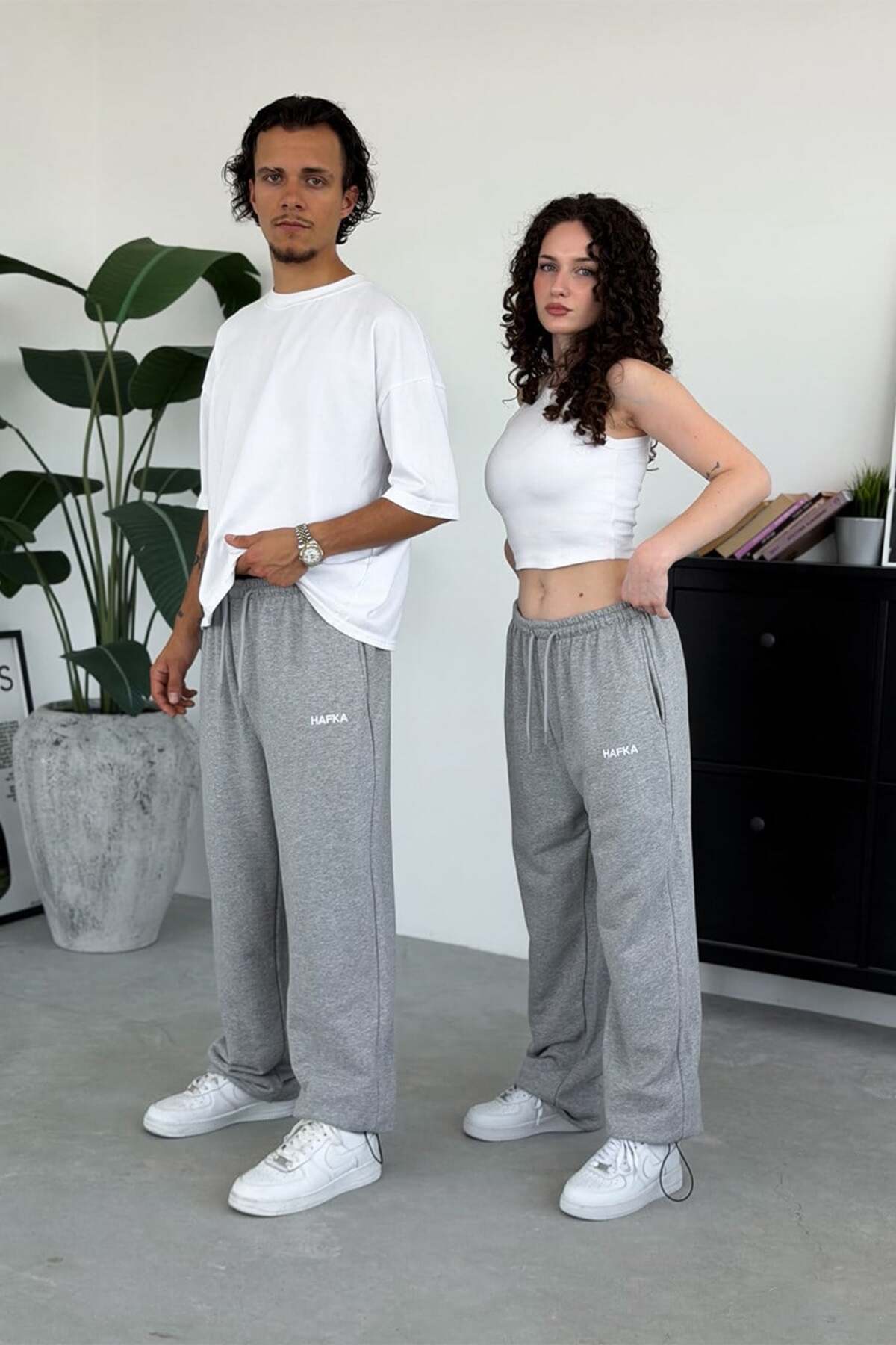 Gri Nakışlı Premium Ayarlanabilir Paça Yazlık Baggy Eşofman — خاکستری HF0073-OP-Y — تصویر 2 از 7