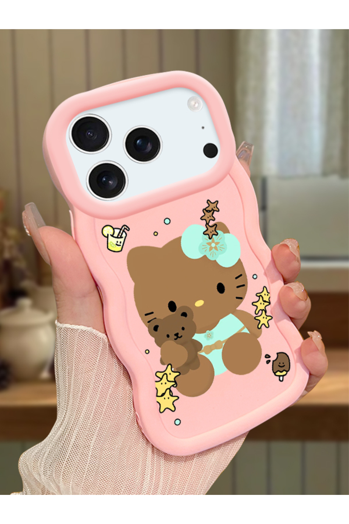 iPhone 17 Pro Max Compatible Case Camera Protector Pink Silicone Couple Phone Case Kitty Pattern