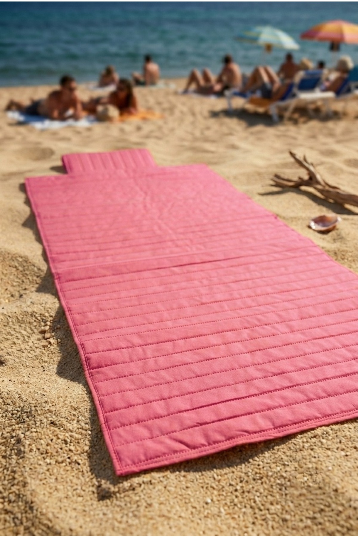 Ser-Yacht Beach Rug Mesh 150x75 Mixed Color Cover with Foldable Strap Fiber Camping Picnic Mat