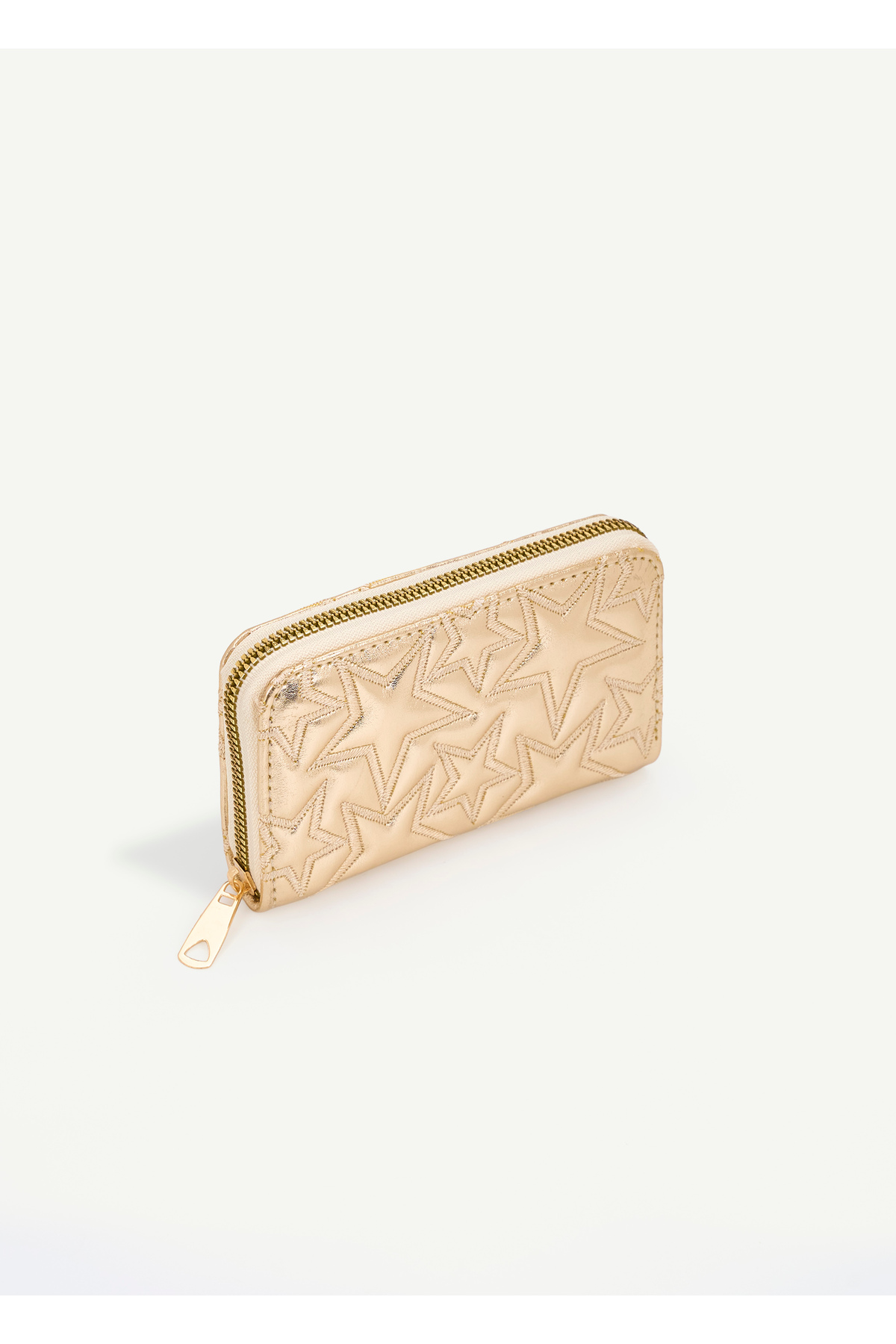 SHAKA Gold SHK336 Yıldız Kabartmalı Fermuarlı Çok Bölmeli Kartlıklı Kadın Cüzdanı görsel 5