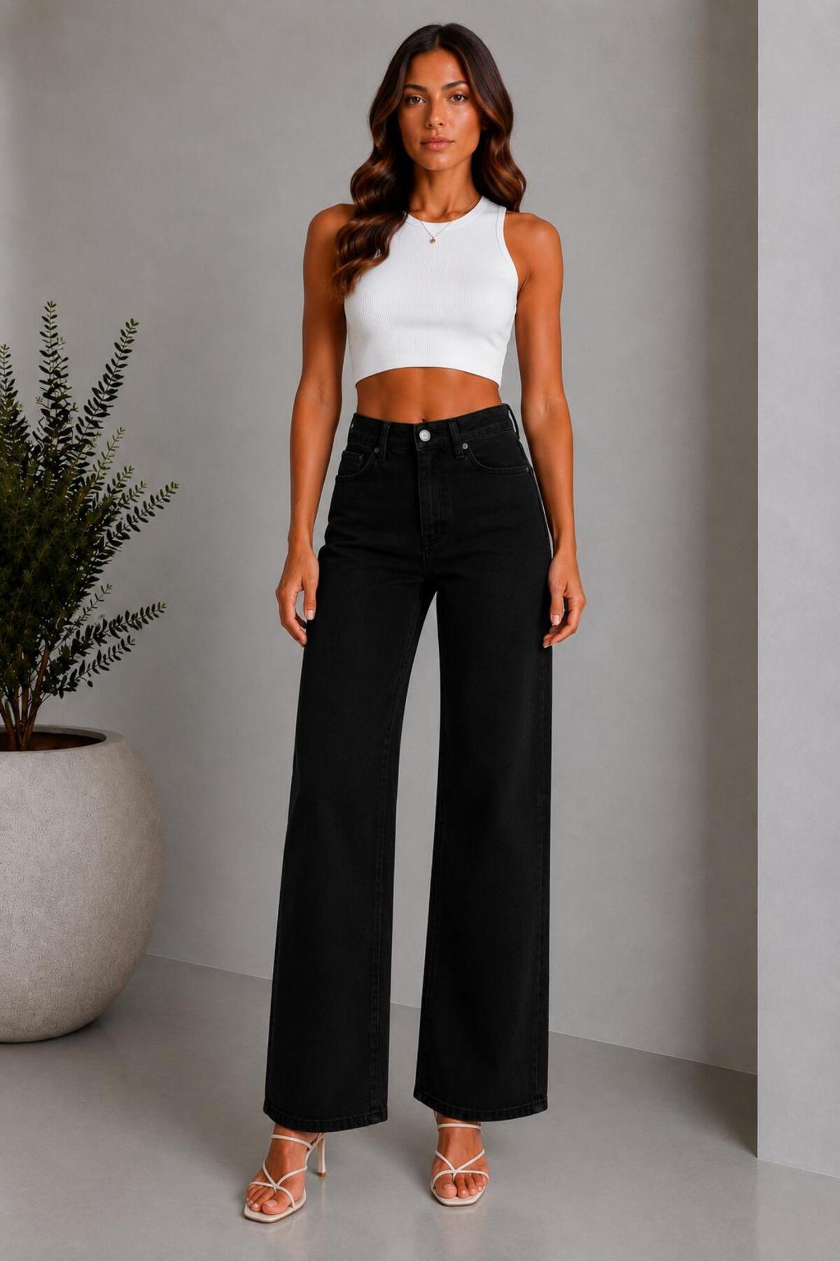 OMODA ŠIROKE PANTALONE ZA ŽENE SA VISOKIM STRUKOM, UDOBNE