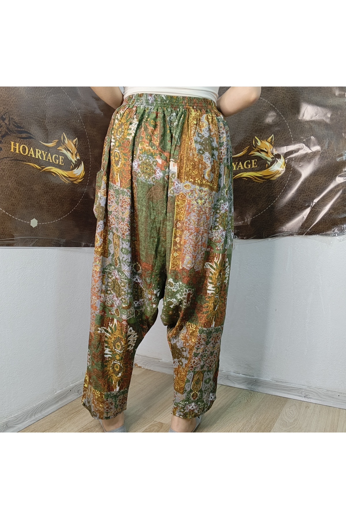 hoaryage Otantik Köy Şalvarı %100 Pamuk Viskon Çiçek Desenli Rahat Kesim Ağlı Kadın Şalvarı 38 BEDEN 100 KG görsel 5