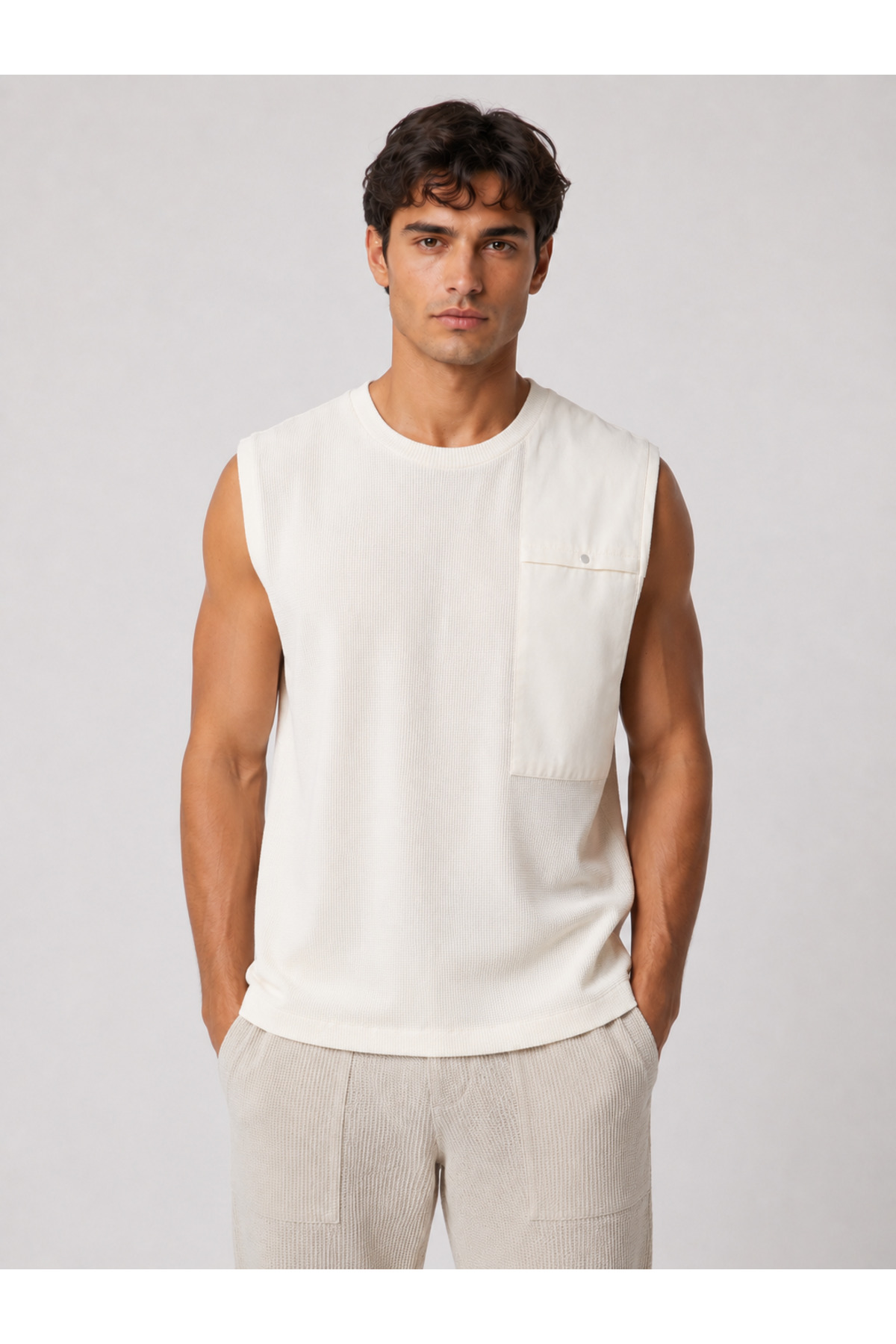 PROLET Premium Waffle Textured Sleeveless T-Shirt