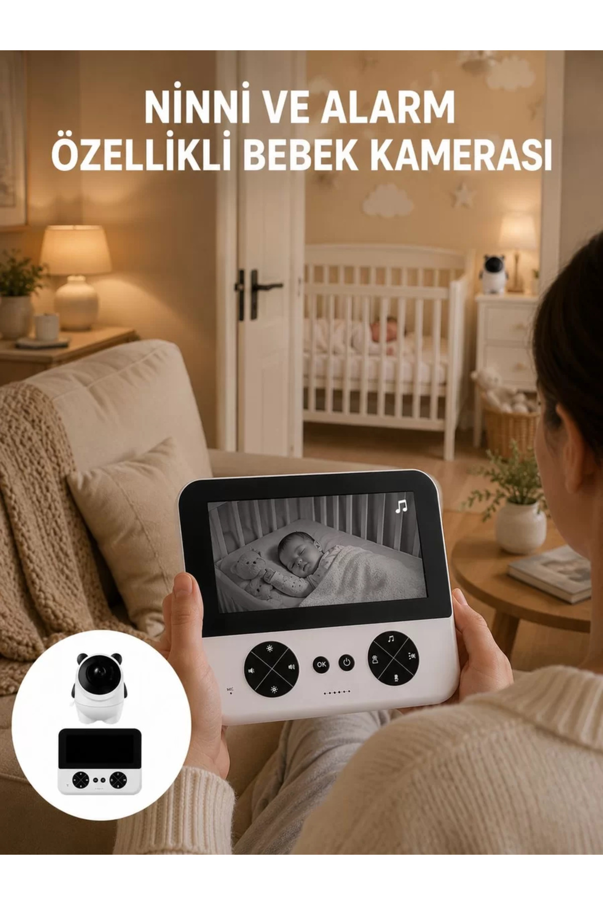 Uzaktan Kontrollü HD Bebek Kamerası Zoom ve Sıcaklık Sensörlü Yeni Nesil