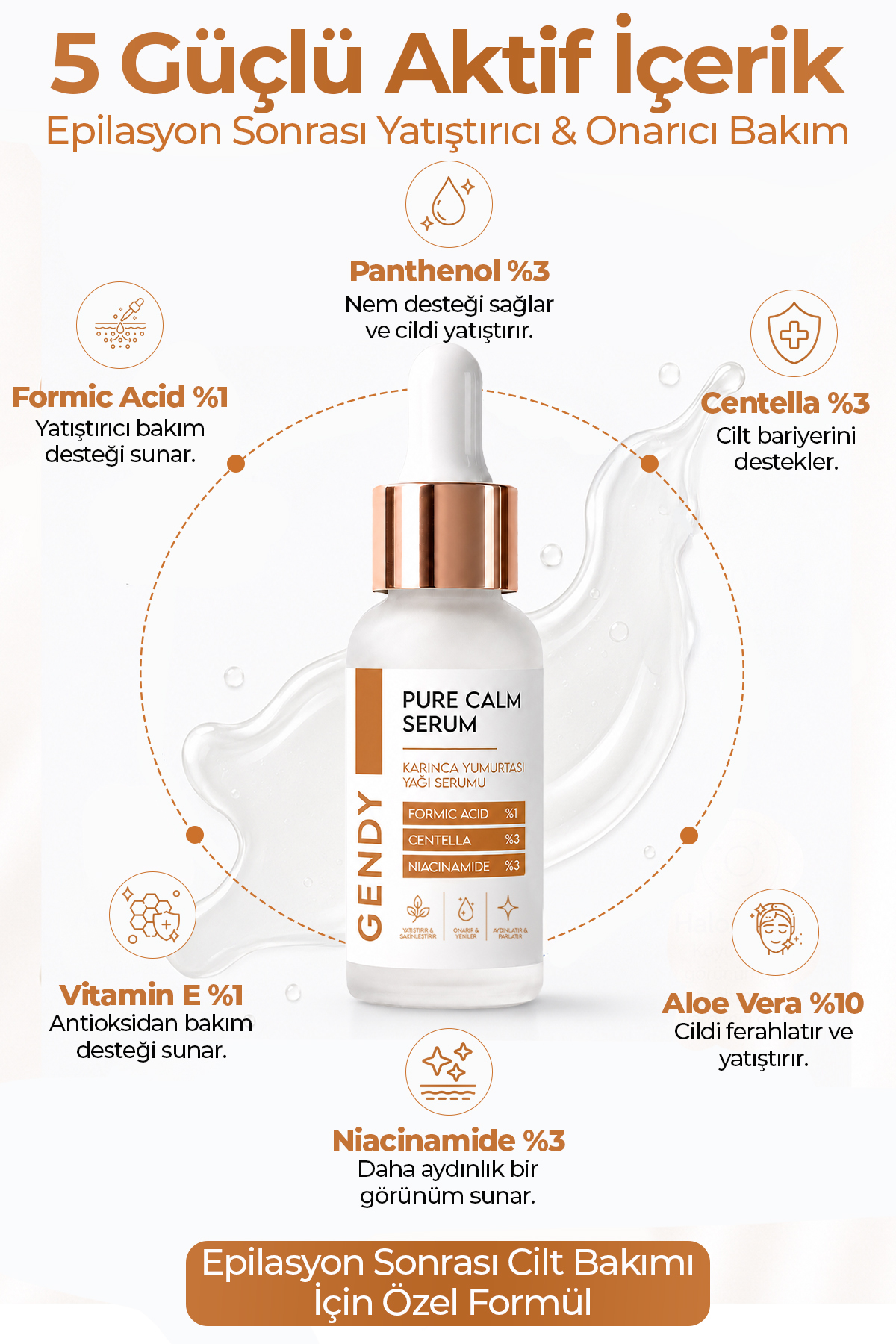 Karınca Yumurtası Yağı Serumu - Formic Acid %1, Centella %3, Niacinamide %3, Aloe Vera %10, Vitamin E %1 | 30 ML — GENDY-SRM-PRC — تصویر 2 از 3