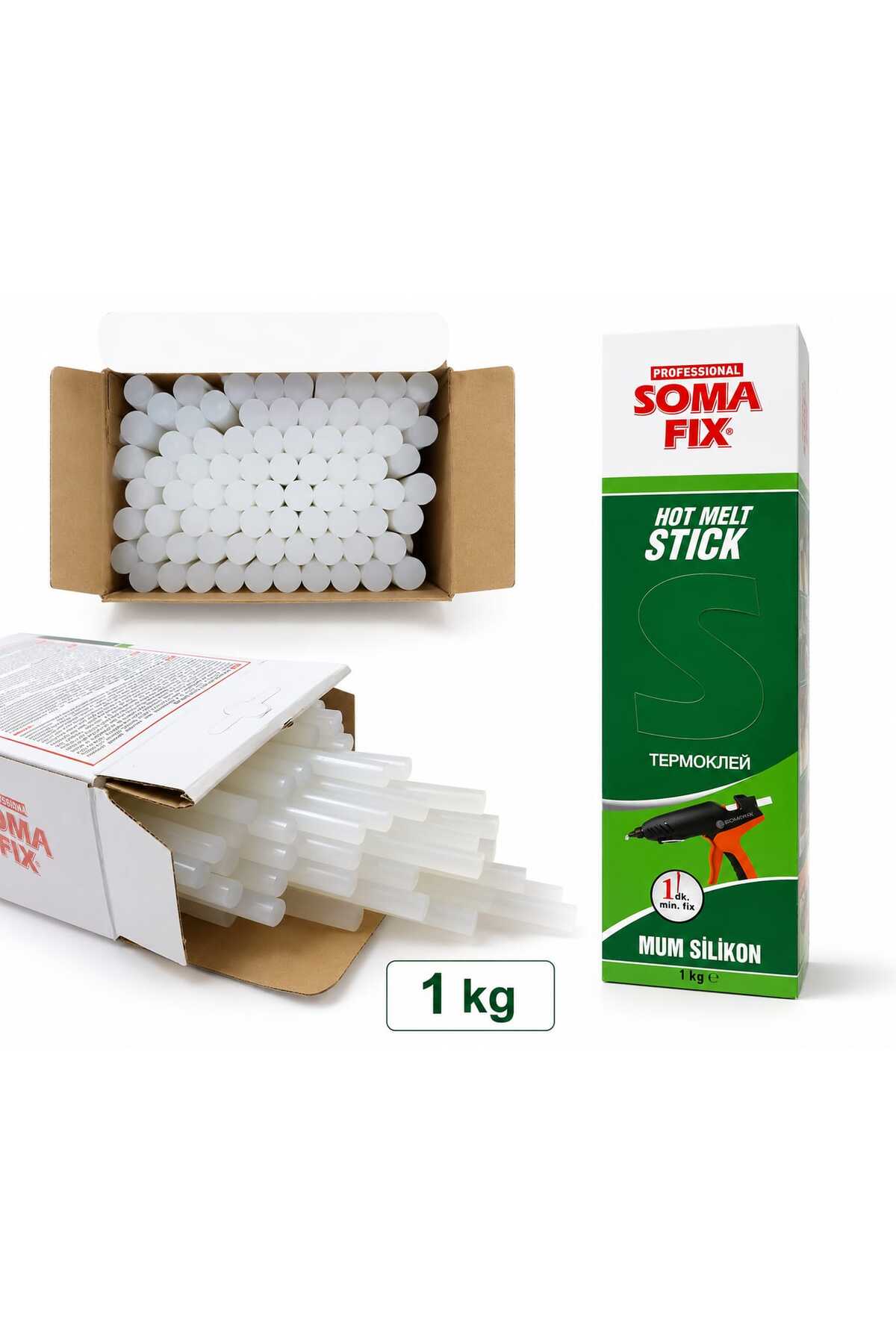 Somafix SOMA FIX Hot Melt Stick 7mm (7,2mm) Mum Silikon Şeffaf İnce Silikon Yapıştırıcı Çubuğu 1 kg