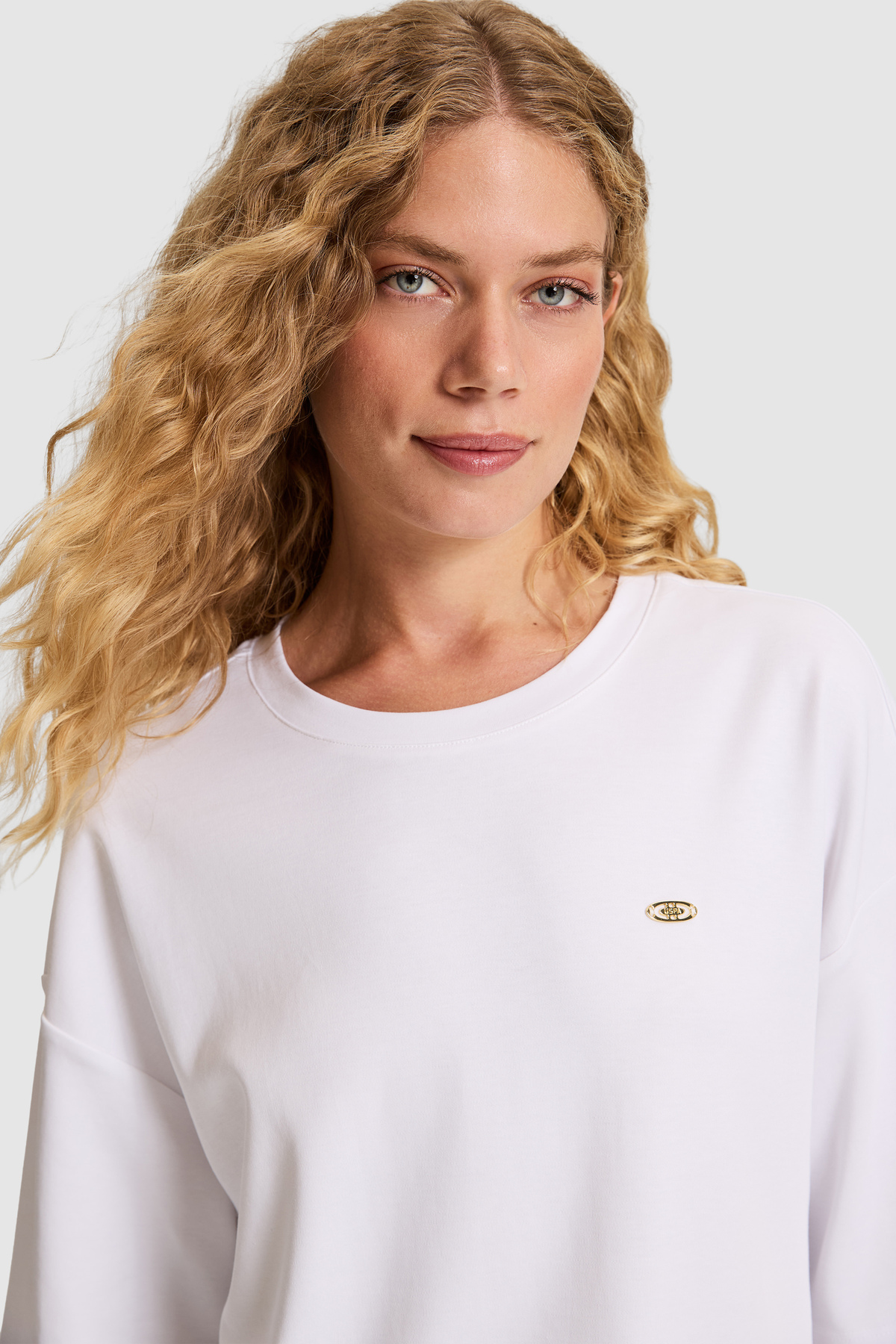 U.S. Polo Assn. Kadın Beyaz Bisiklet Yaka Tişört 50323464-VR013 görsel 2