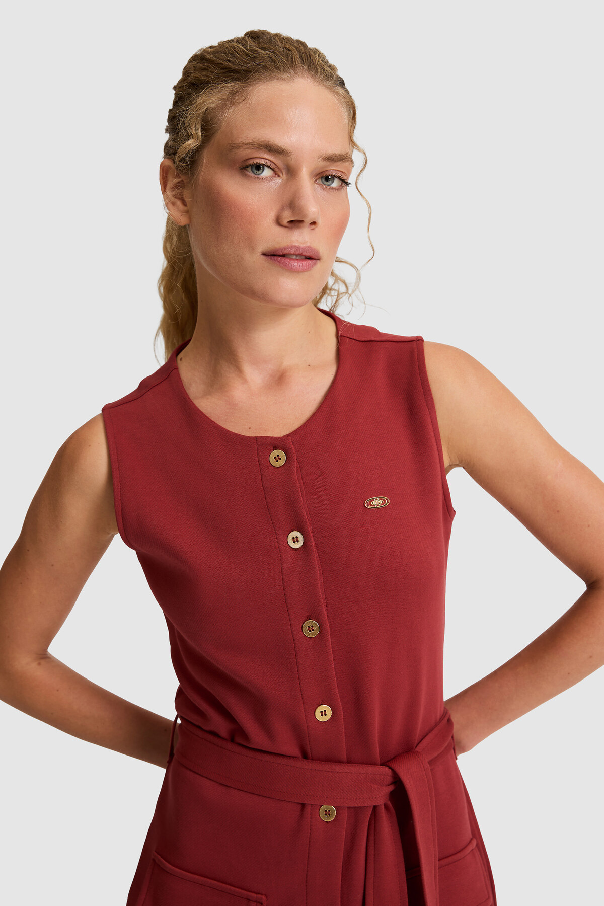 U.S. Polo Assn. Kadın Vişne Örme Elbise 50323478-VR223 görsel 2