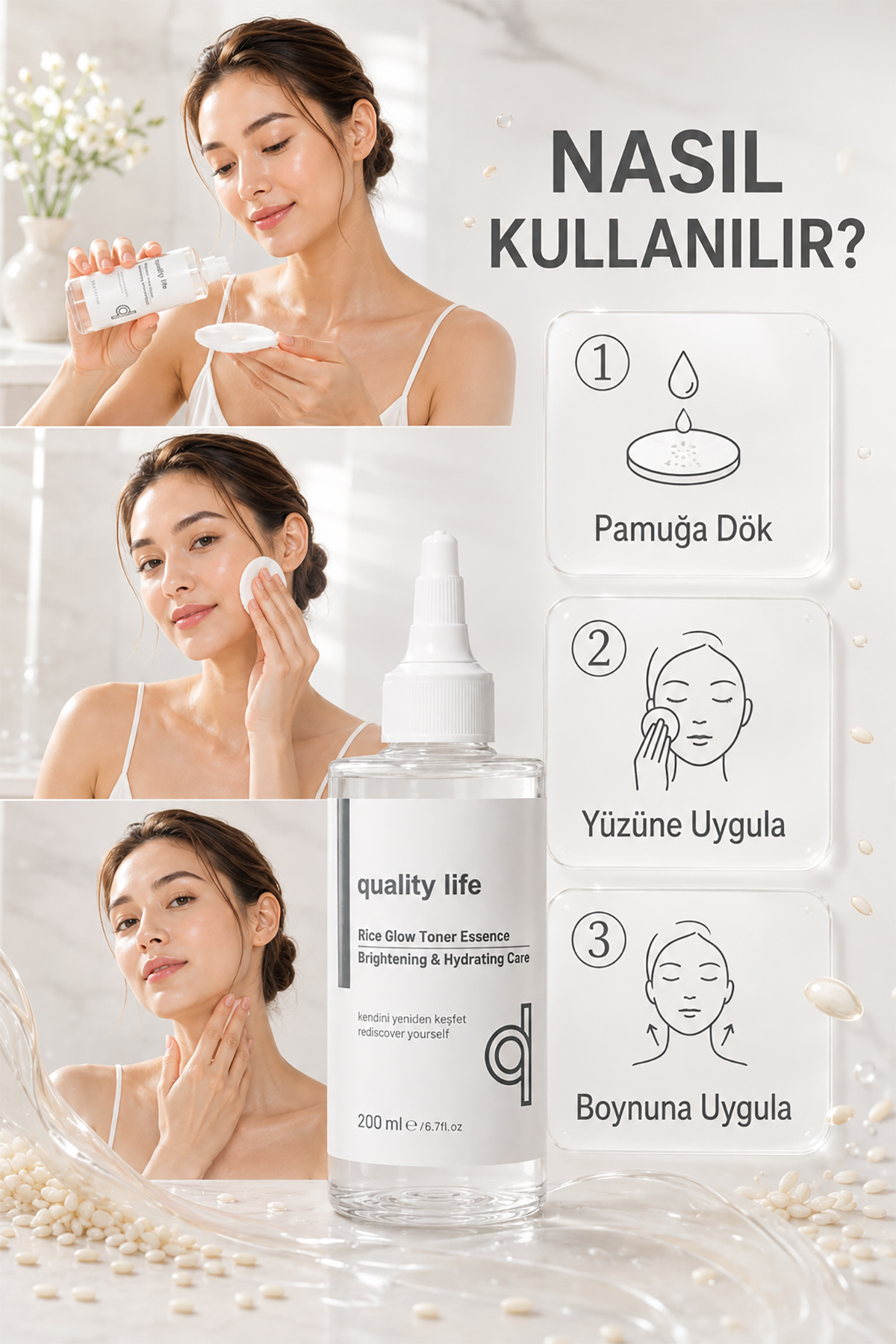 Pirinç Suyu Rice Milk Tonik Beyazlatıcı Aydınlatıcı Leke Karşıtı Nemlendirici Cilt Tonu Eşitleyici Vegan Sprey — kore-sütü-özü-saç-mayası-toniği-ürünleri — تصویر 4 از 8