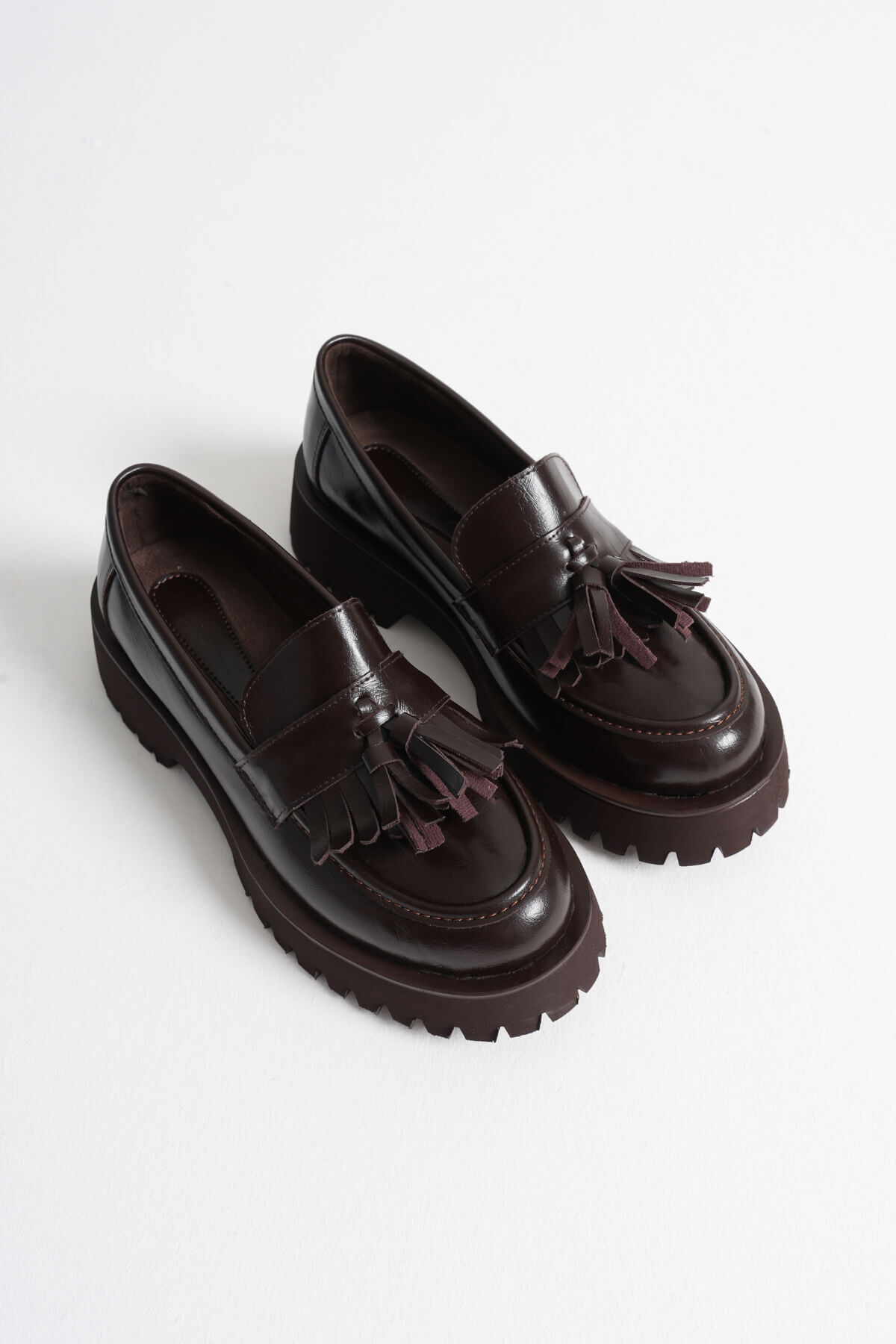 Cool Feet Kadın Acı Kahve 4cm Kalın Tabanlı Loafer Ayakkabı