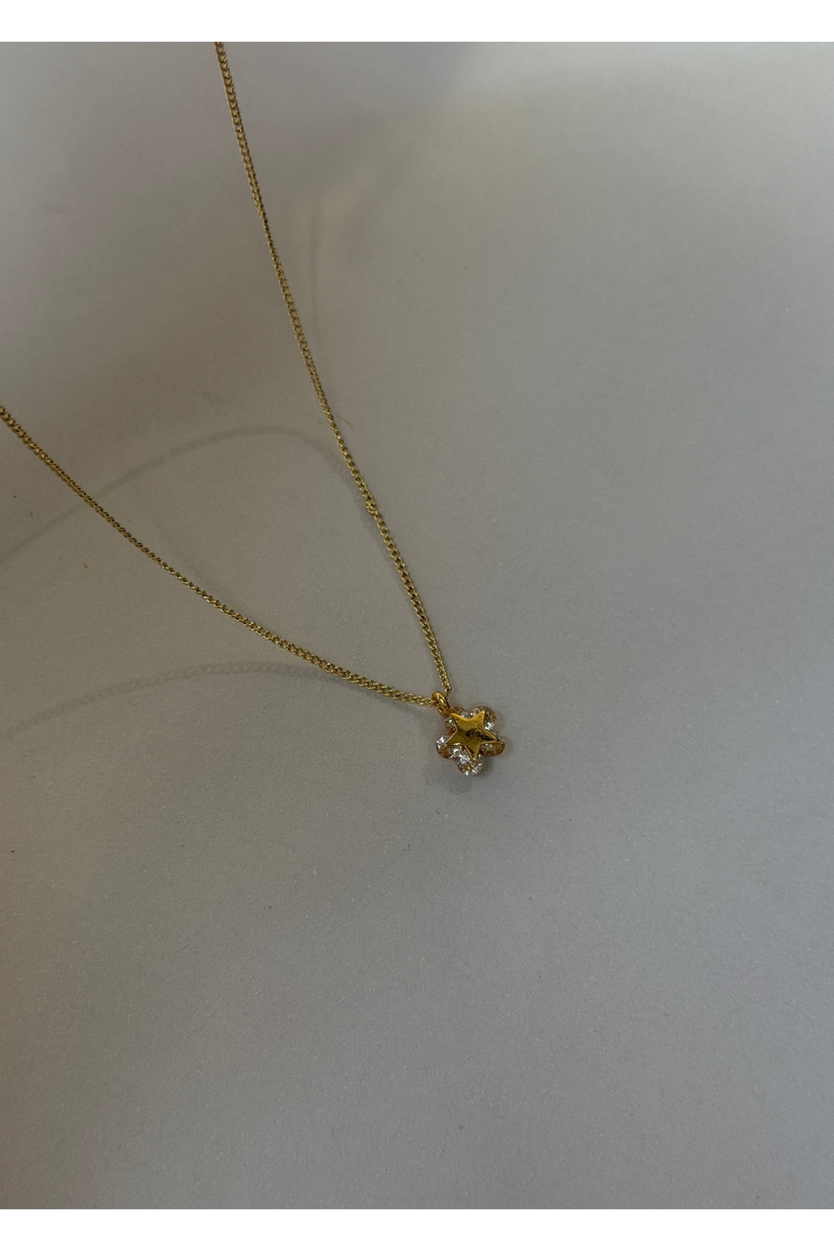 KİLİGİSTANBUL MİNİMAL TAŞLI YILDIZ KOLYE 41+5 CM görsel 2