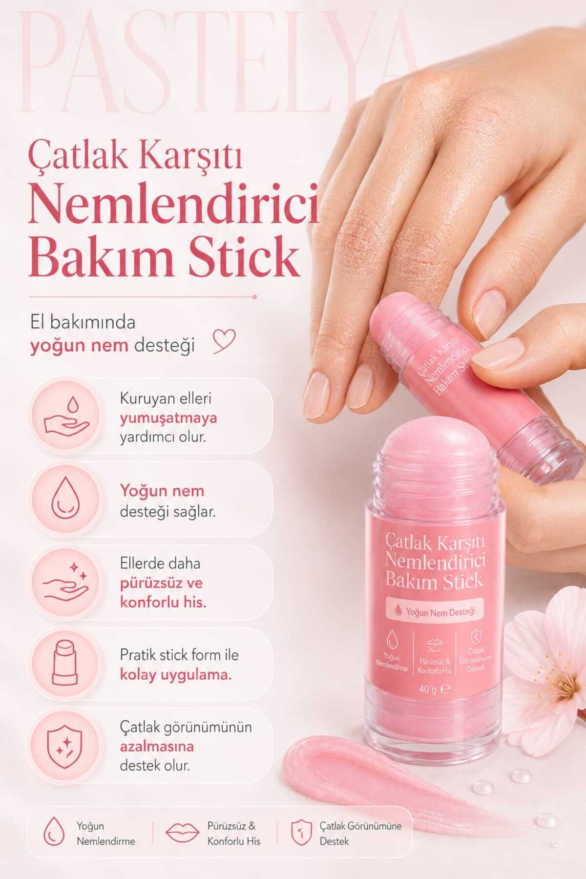 Çatlak Karşıtı Onarıcı Stick Krem - Nem Bariyeri Balm - PEMBE (El, Yüz, Ayak Bakımında Balm) — BALPMB — تصویر 4 از 5