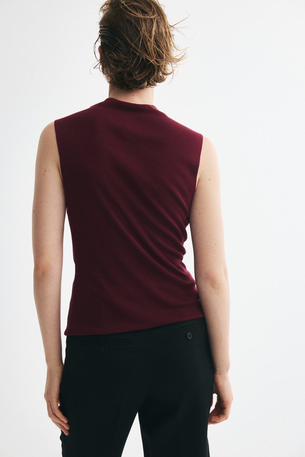 H&M Drapeli Triko Üst görsel 5