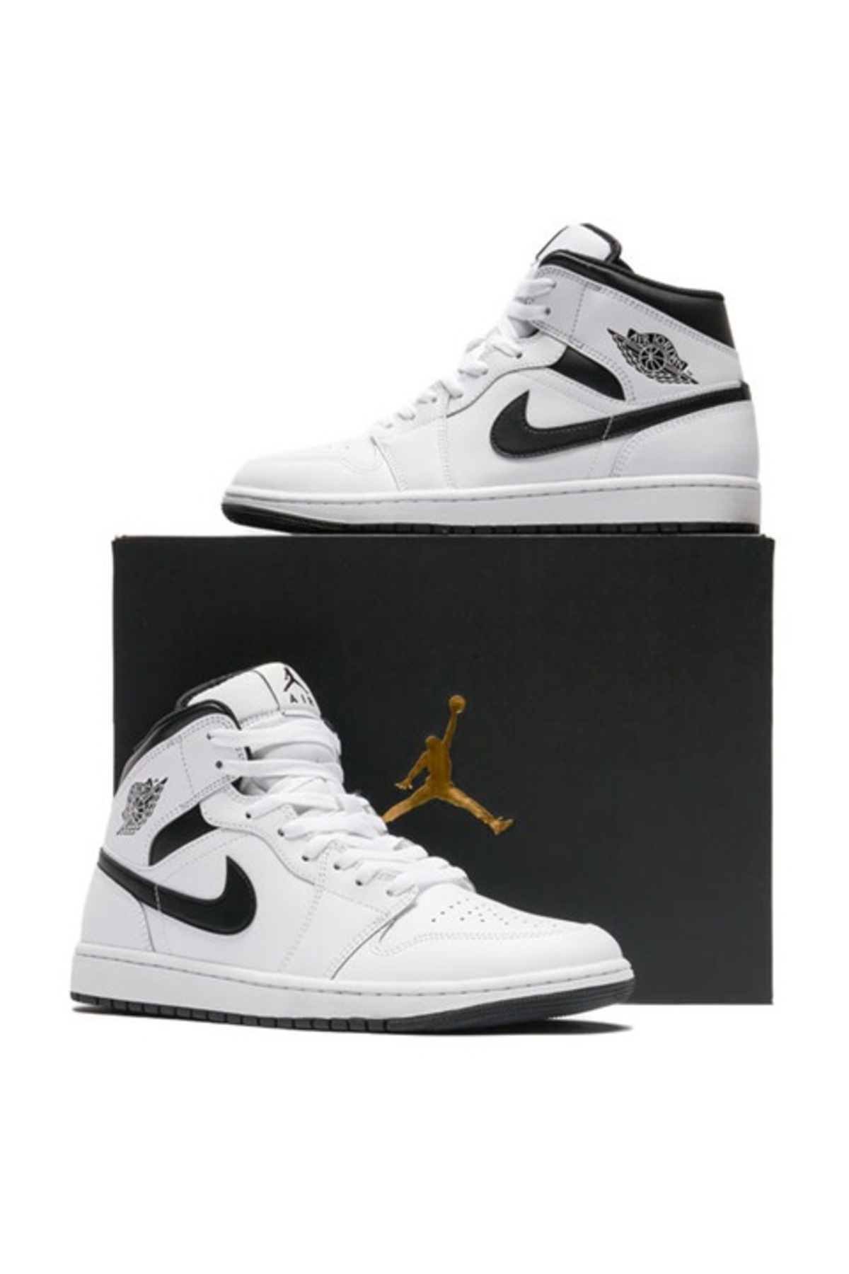 Nike AİR JORDAN 1 MİD 'WHITE BLACK' ERKEK BASKETBOL AYAKKABI-SPORTXSTORE