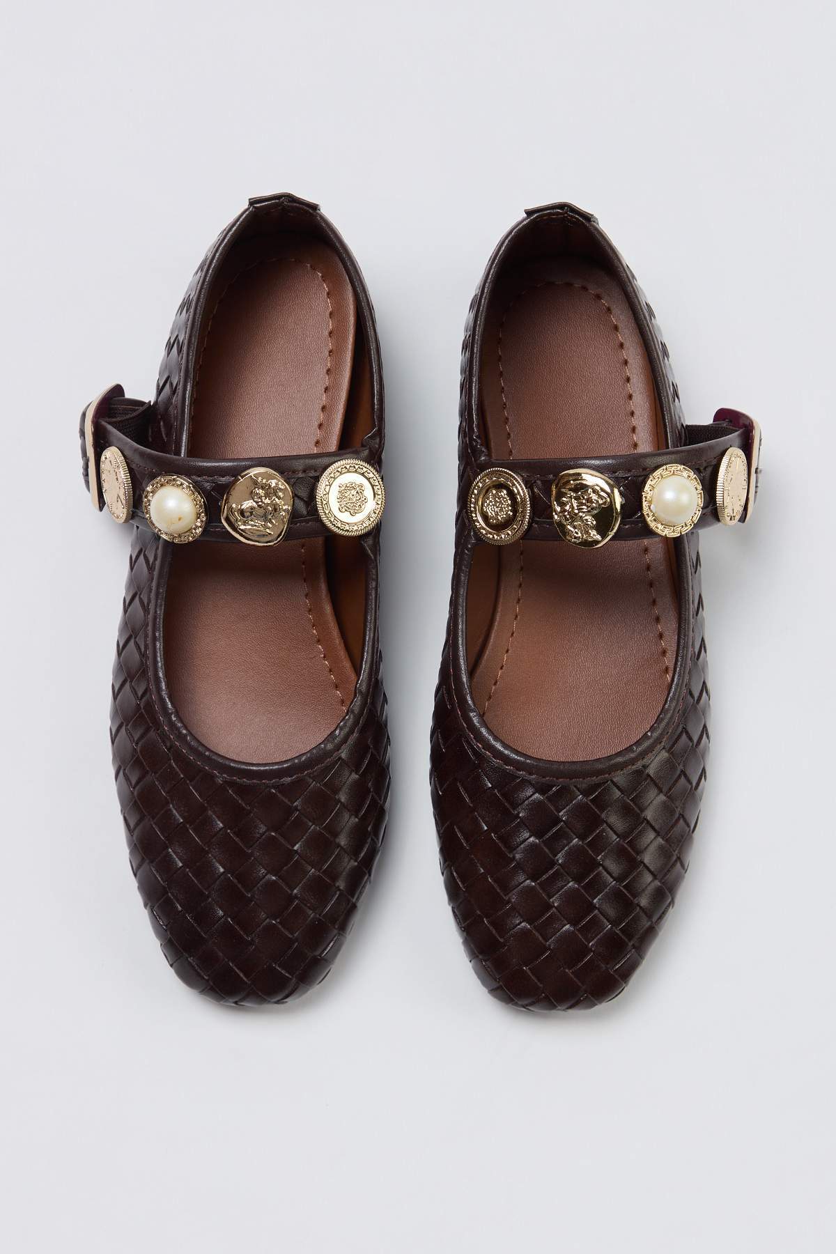 Trendyol Shoes Brown Accessory Detailed Knitted Effect Women's Ballerinas Takss26Be00036