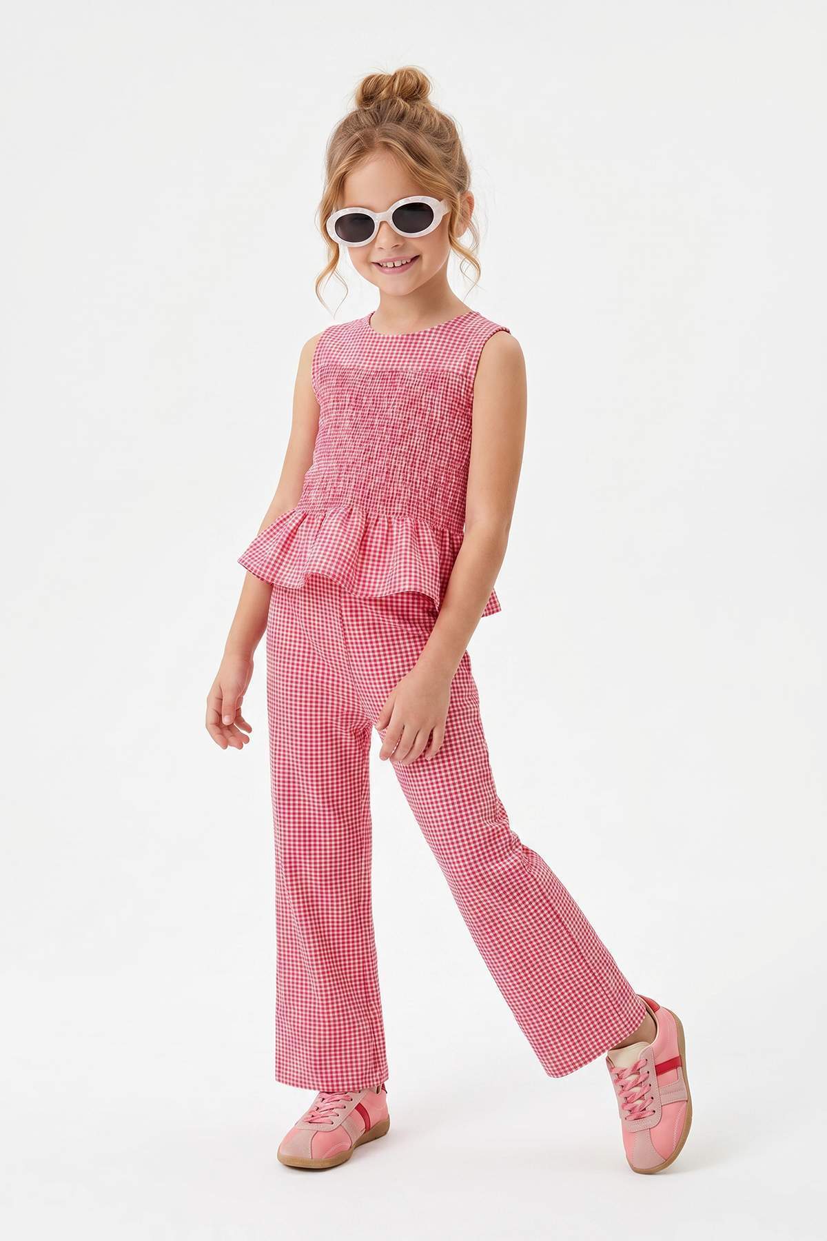 TRENDYOLKIDS Pink Plain Knitted Bottom - Top Set Tkdss26Au00140