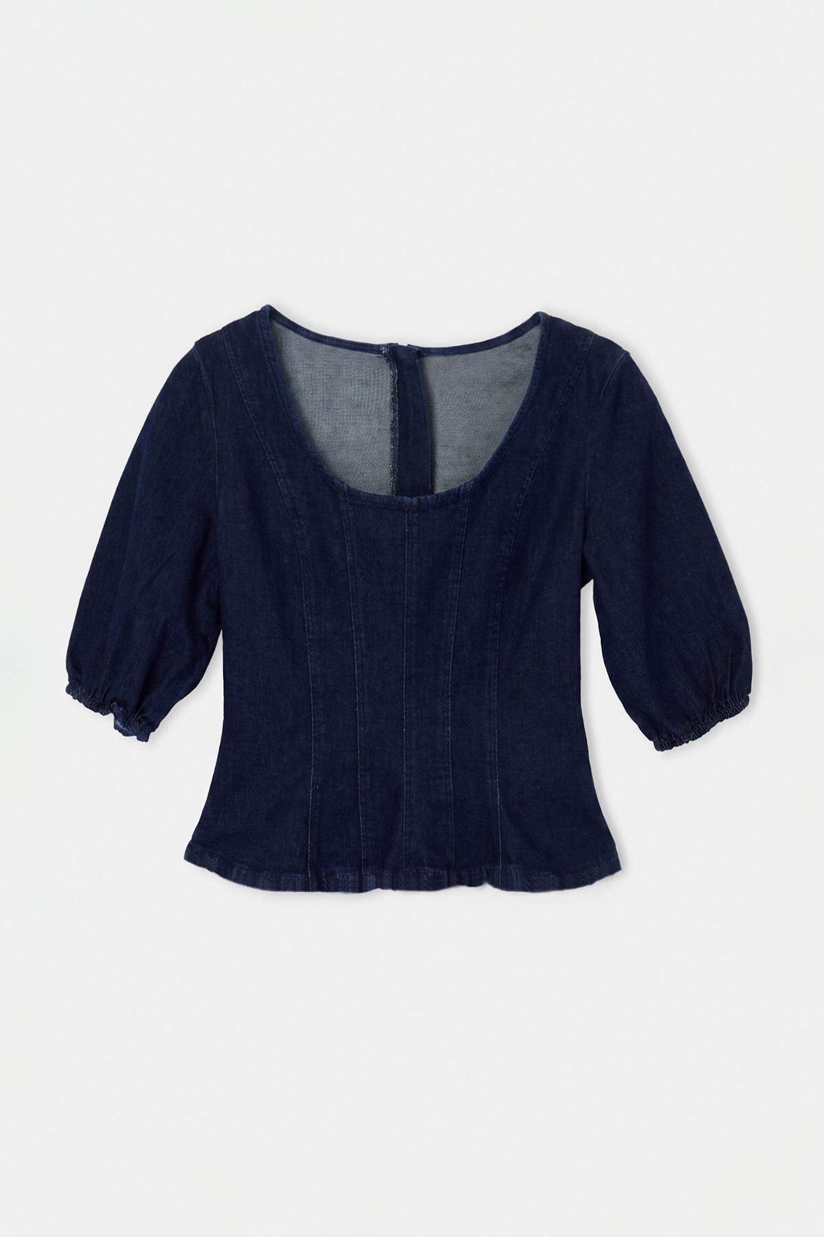 Trendyolmilla Koyu Mavi Az Esnek Peplum Denim Bluz TWOAW27BZ00128