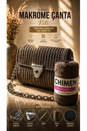 thekam Bodrum - Çanta Örgü Kiti (45X21CM Kanvas) Polyester No.4 200 Gr İp, Pl...