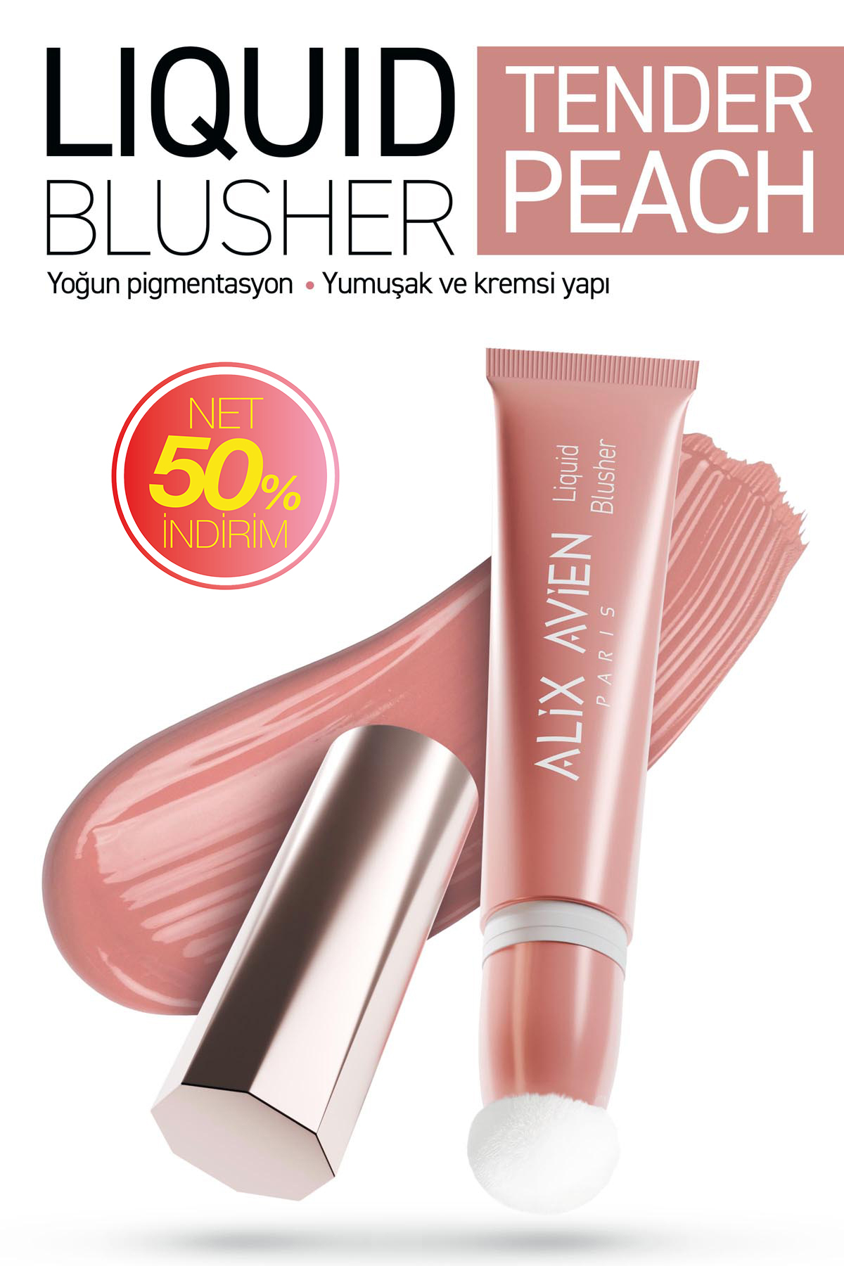 Alix Avien Yoğun Pigmentli E Vitaminli Mat Bitişli Kremsi Likit Allık - Liquid Blusher 01 Tender Peach - Fiyatı, Yorumları