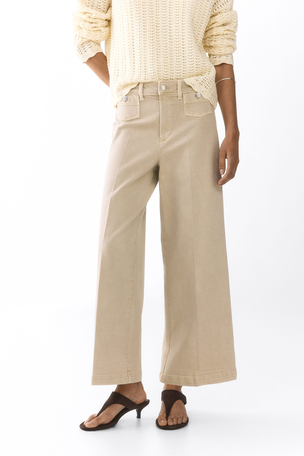 H&M Wide High Waist Ankle Jeans görsel 3