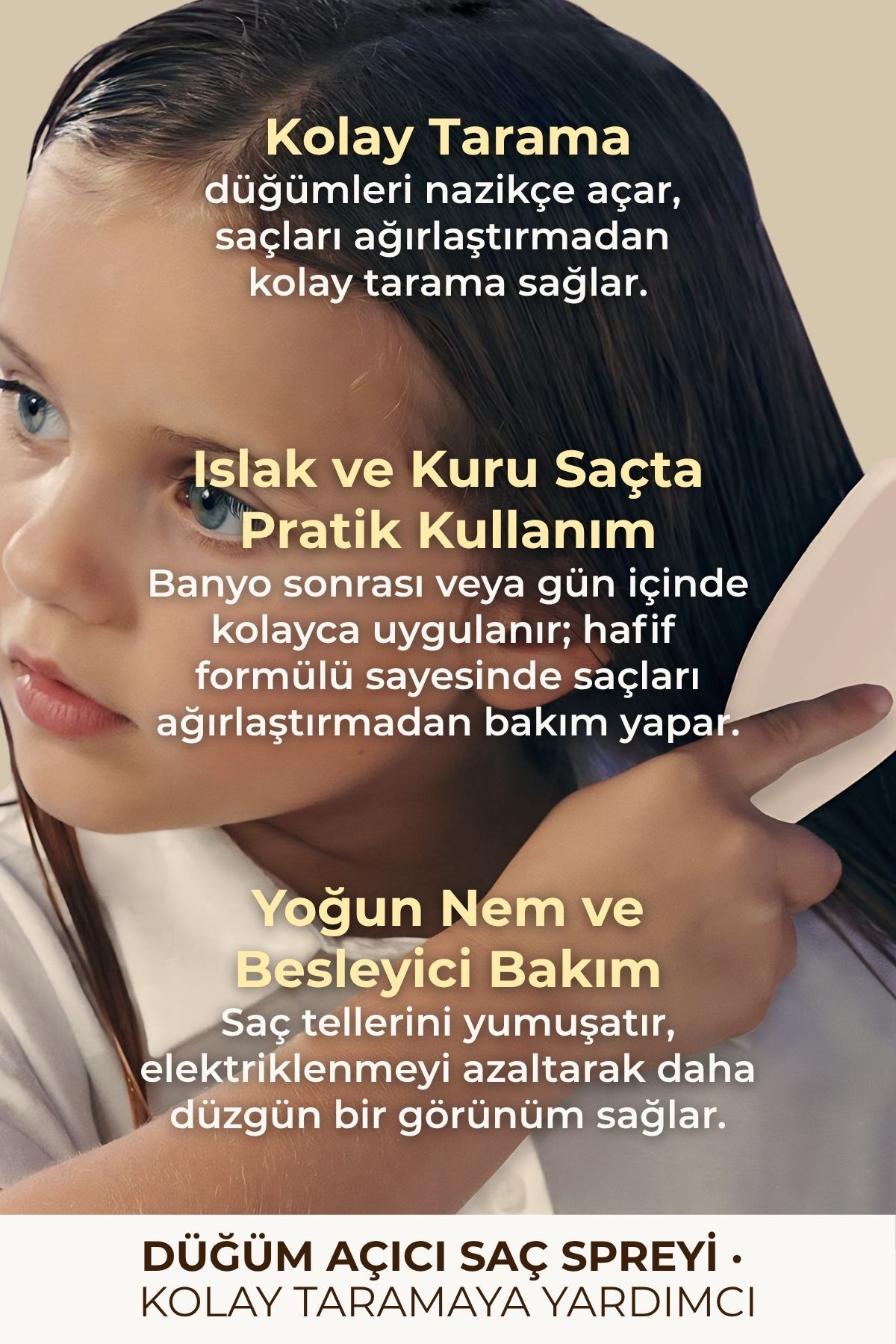 Bitkisel Bazlı Saç Açıcı & Kolay Tarama Spreyi 120 ml | Dolaşma Karşıtı & Yumuşatıcı Etki — 8682835806143 — تصویر 3 از 6