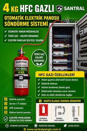 santral yangın 4 KG HFC GAZLI OTOMATİK ELEKTRİK PANOSU SÖNDÜRME SİSTEMİ