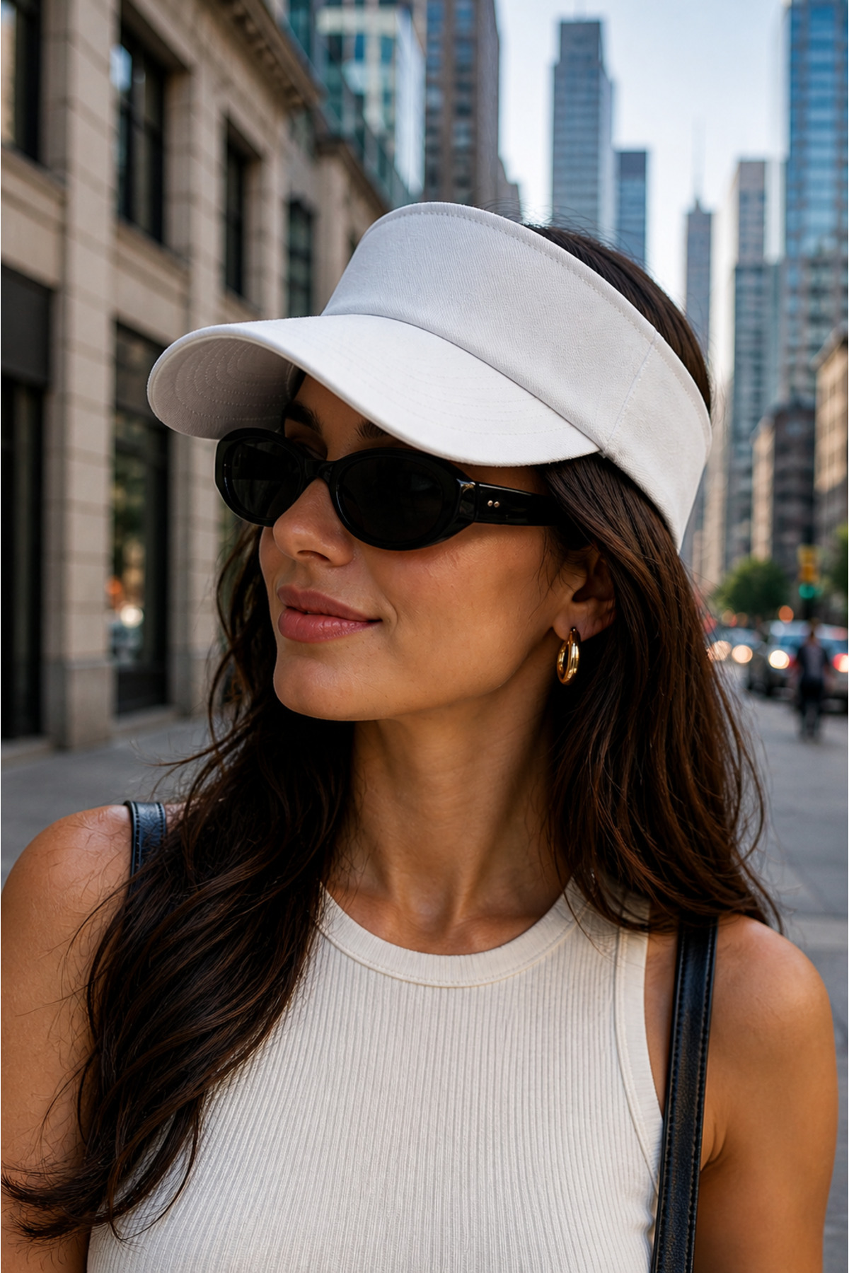 White Tennis Visor Women's Open Top Fabric Hat