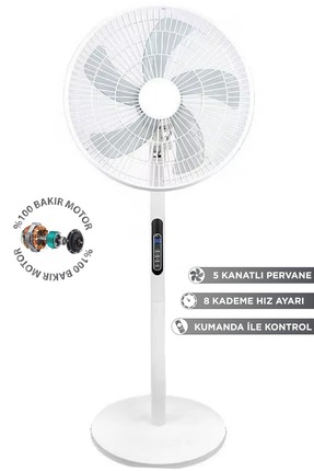 JOYSIDEA AYAKLI VANTİLATÖR KUMANDALI 90 DERECE SALINIMLI 16 İNÇ 8 KADEME HIZ ...