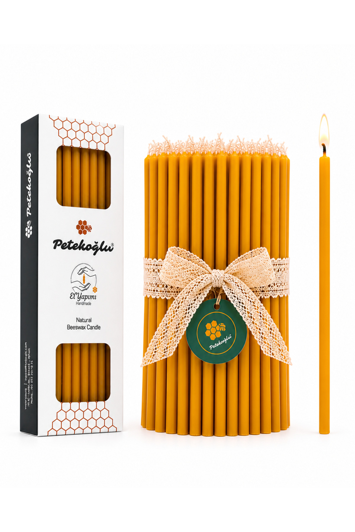 Yellow Beeswax Candle 40 Pcs 20cm Thin Wish Candle Natural Handmade Party Ritual Engagement Candle