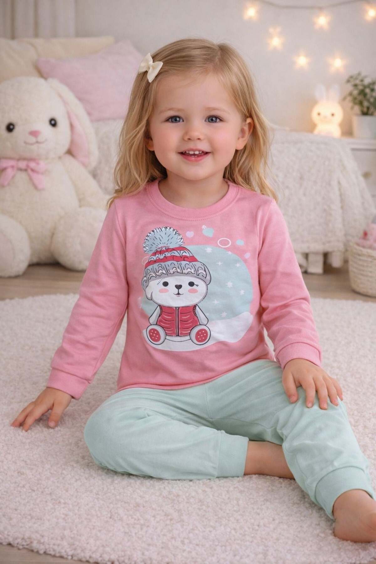 ELMASS Girls' Winter Theme Printed Pajama Set Gk139