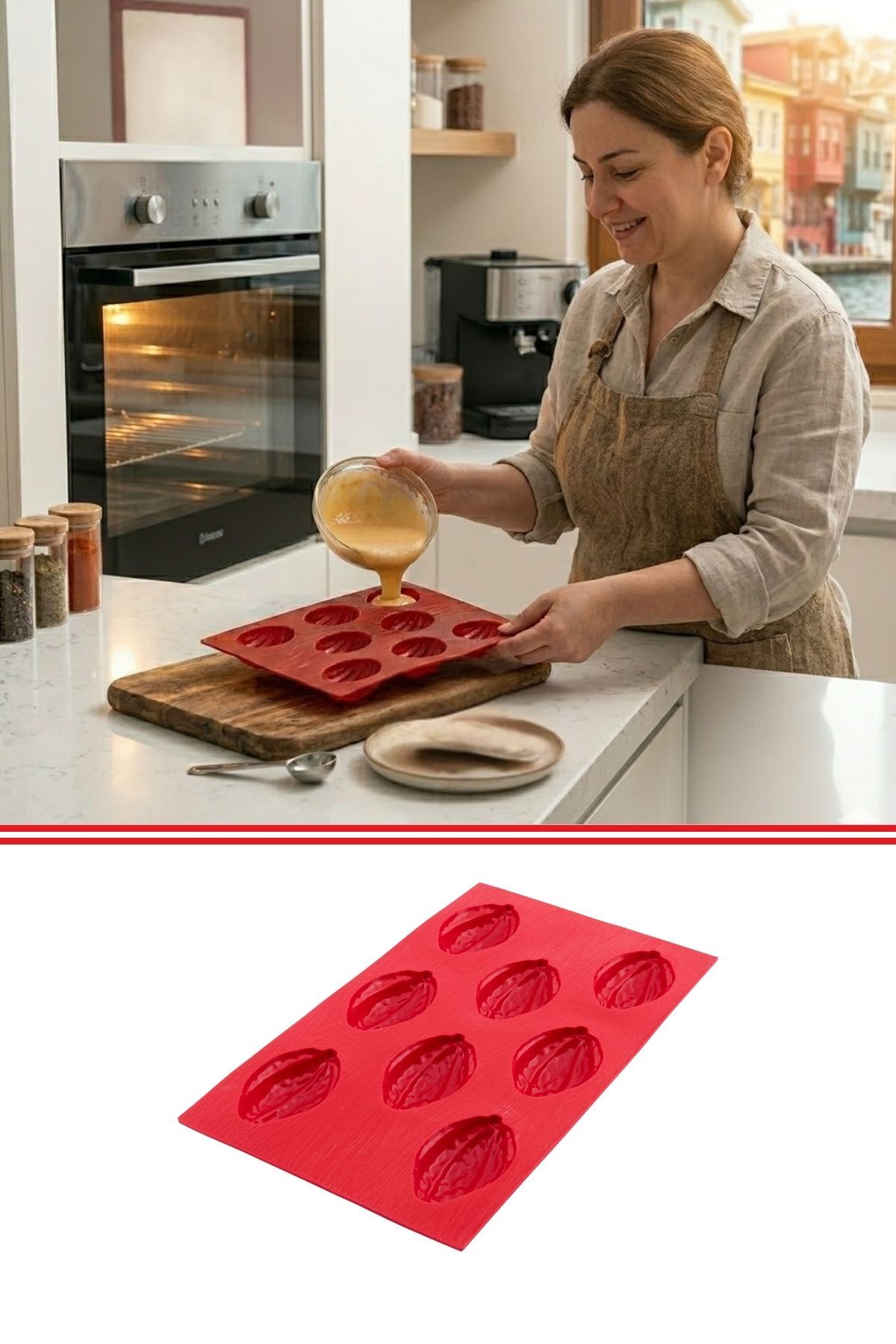 Silicolife 8-Piece Large Walnut Cake Mold