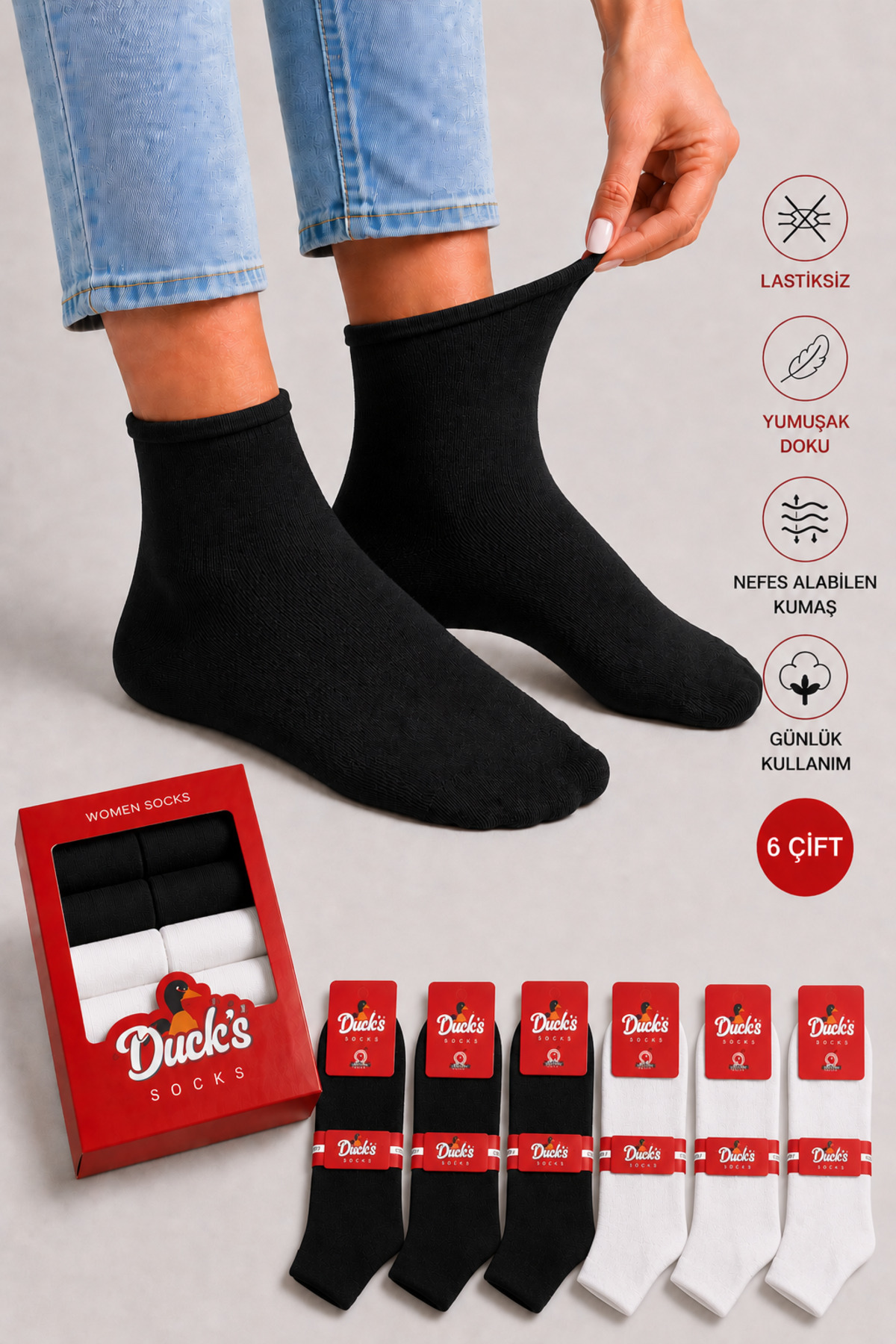 Women's 6-Pack Cotton Boxed Seamless Seamless Seamless Short Socks