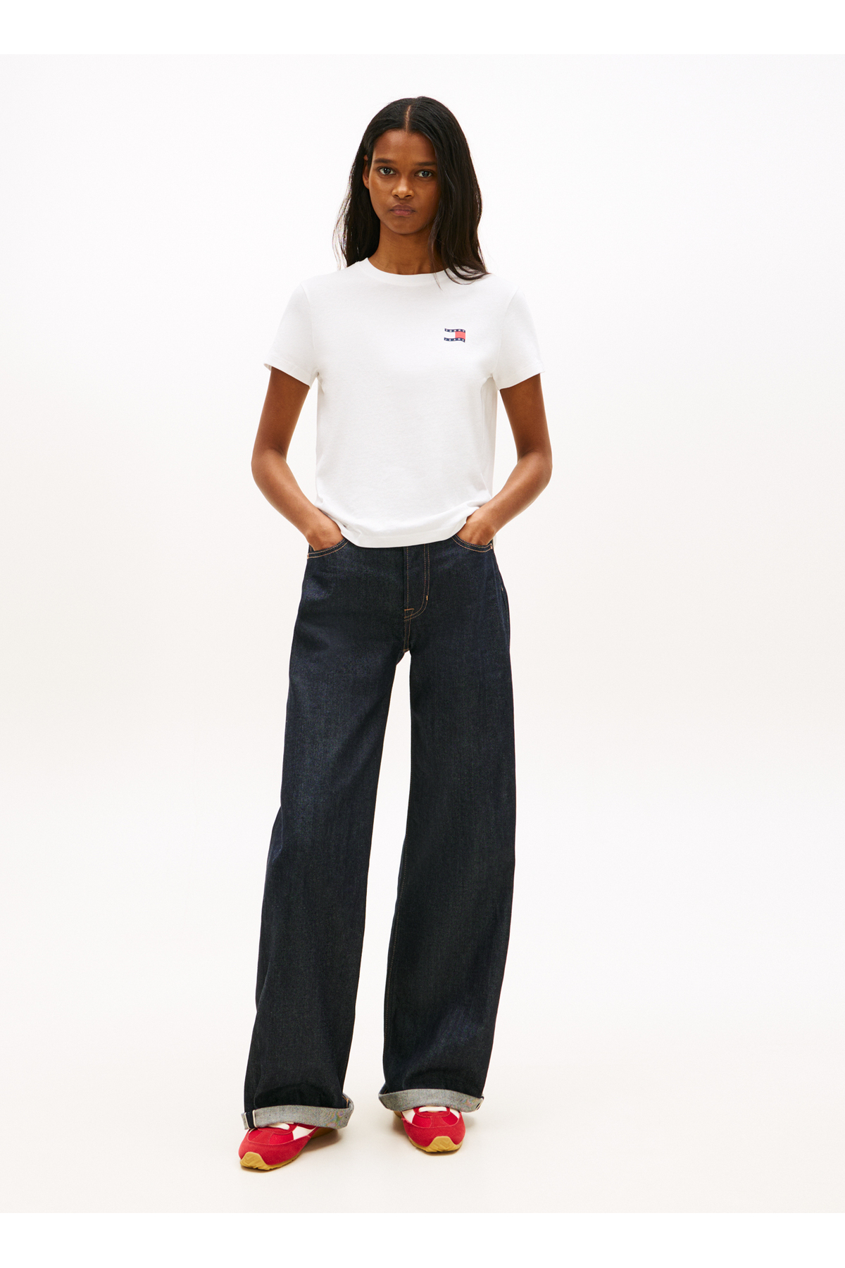 Tommy Jeans Ekru Kadın T-Shirt TJW REG WAVY FLAG SS TEE EXT
