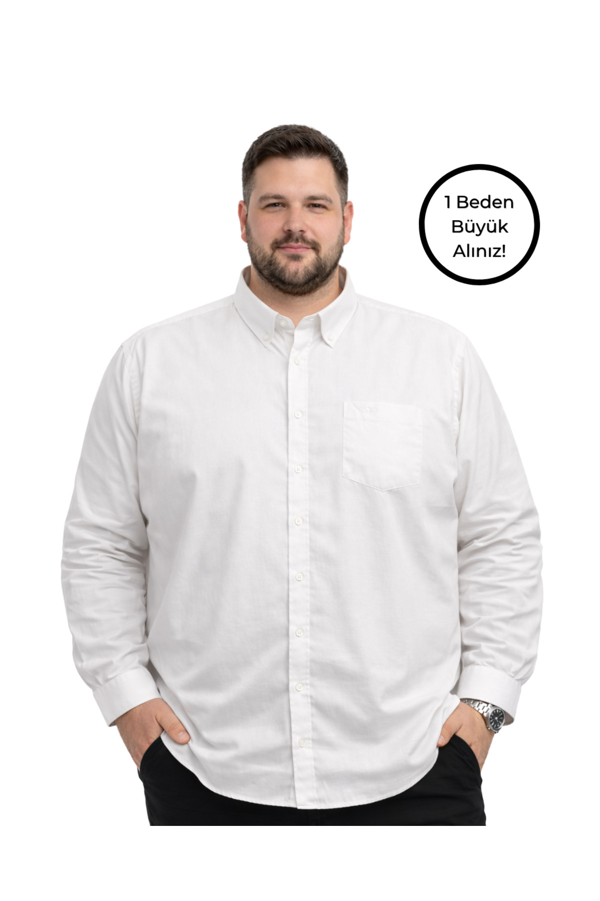 BattalModa Erkek Büyük Beden Gri Uzun Kollu Gömlek 3XL-4XL-5XL-6XL