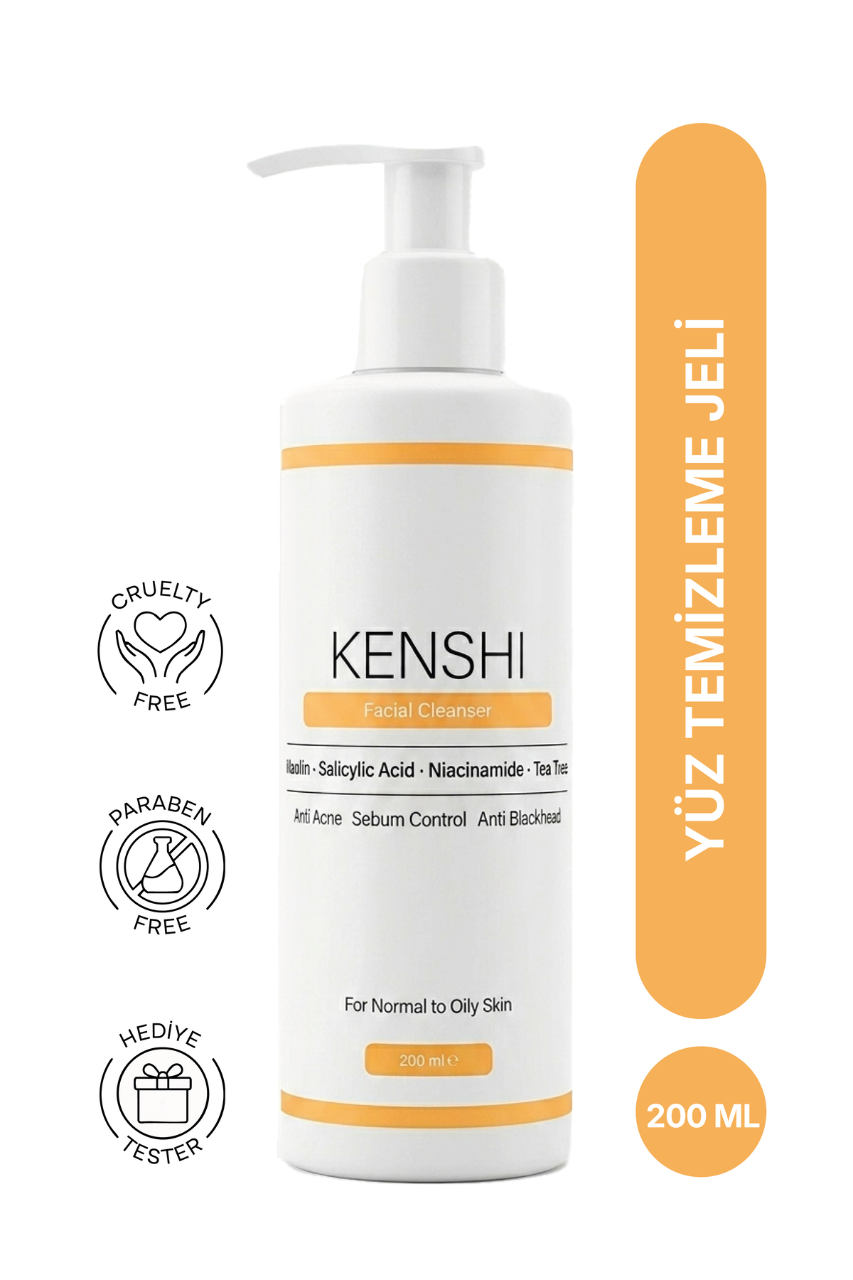 Kenshi Tüm Cilt Tipleri İçin Nemlendirici ve Arındırıcı Yüz Yıkama Jeli 200 ml — yk1