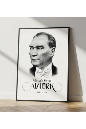 Rosaart Atatürk Portresi- Siyah Ahşap Çerçeveli Tablo -Mustafa Kemal Atatürk ...