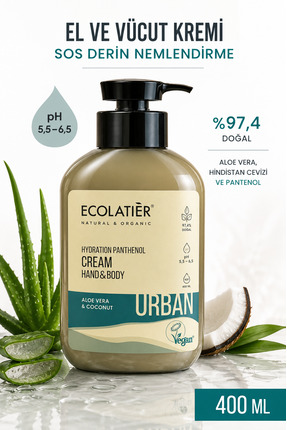 ECOLATIER Pantenol El Vücut Bakım Kremi Nemlendirici Kuru Ciltler Için Yumuşa...