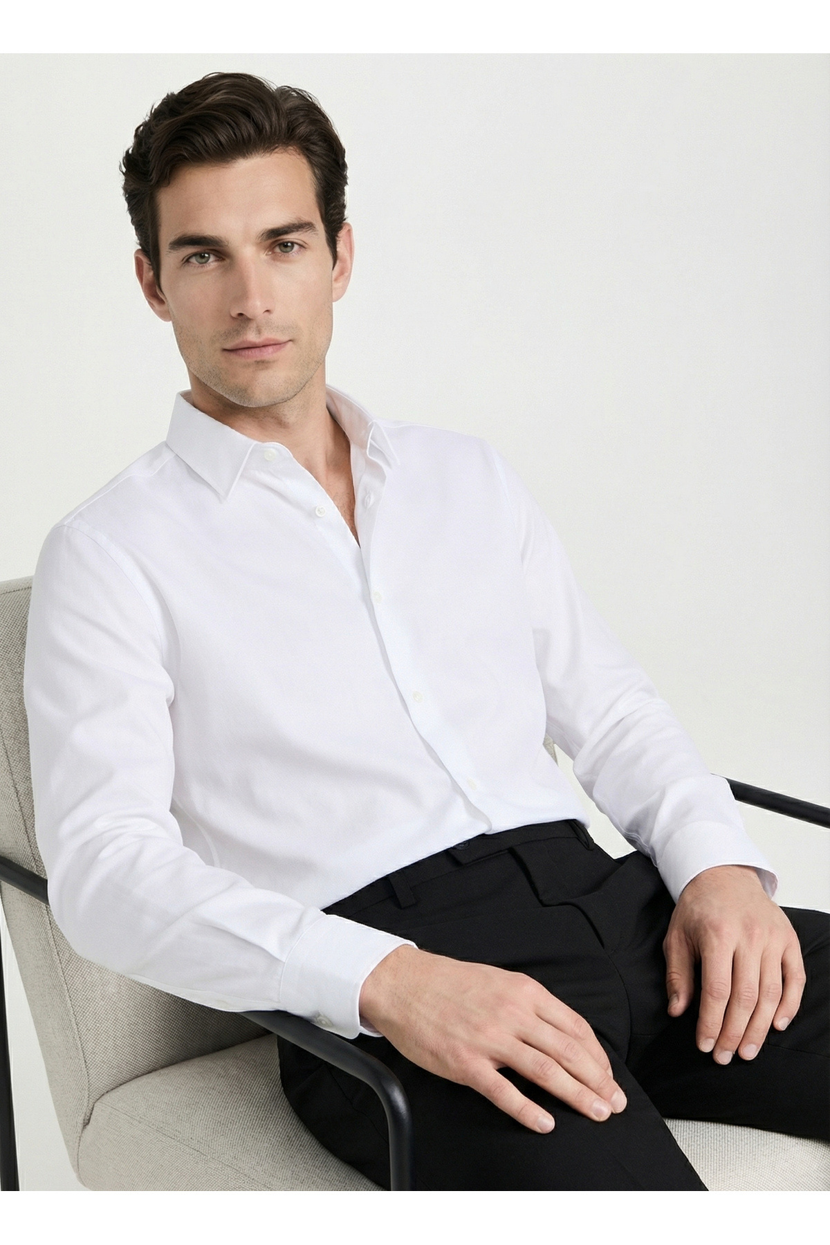 Fabrika Beyaz Erkek Slim Fit Gömlek MAYDOS 507