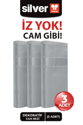 SİLVER HOME Mikrofiber 3lü Dekoratif Cam Bezi 42x68cm -gri
