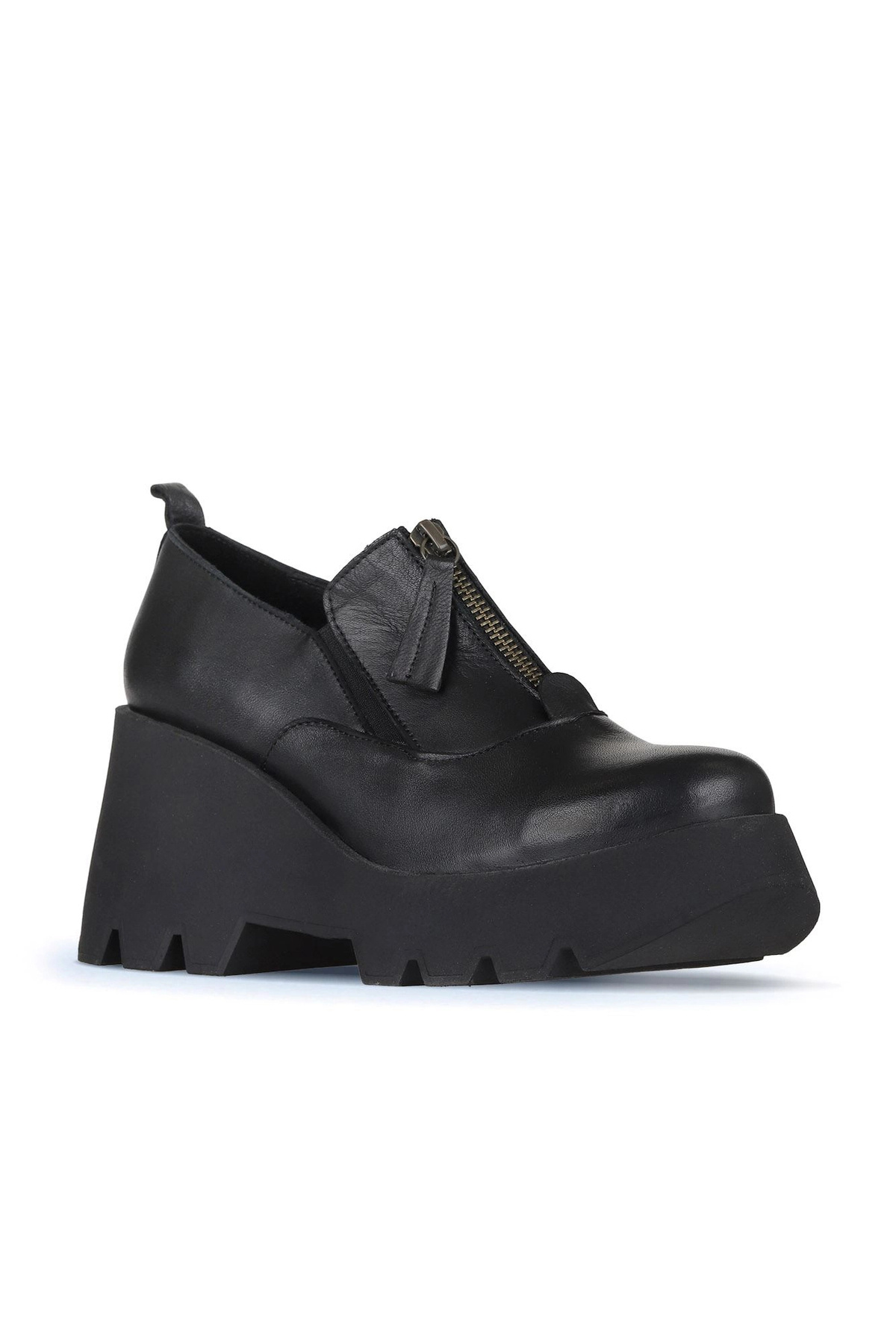Bueno Shoes Siyah Deri Kadın Dolgu Topuklu Ayakkabı 01wz8401 görsel 2
