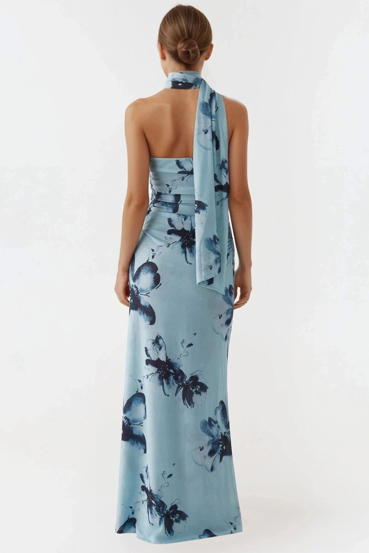Hiccup Straplez Desenli Bodycon Maxi Tül Elbise görsel 6