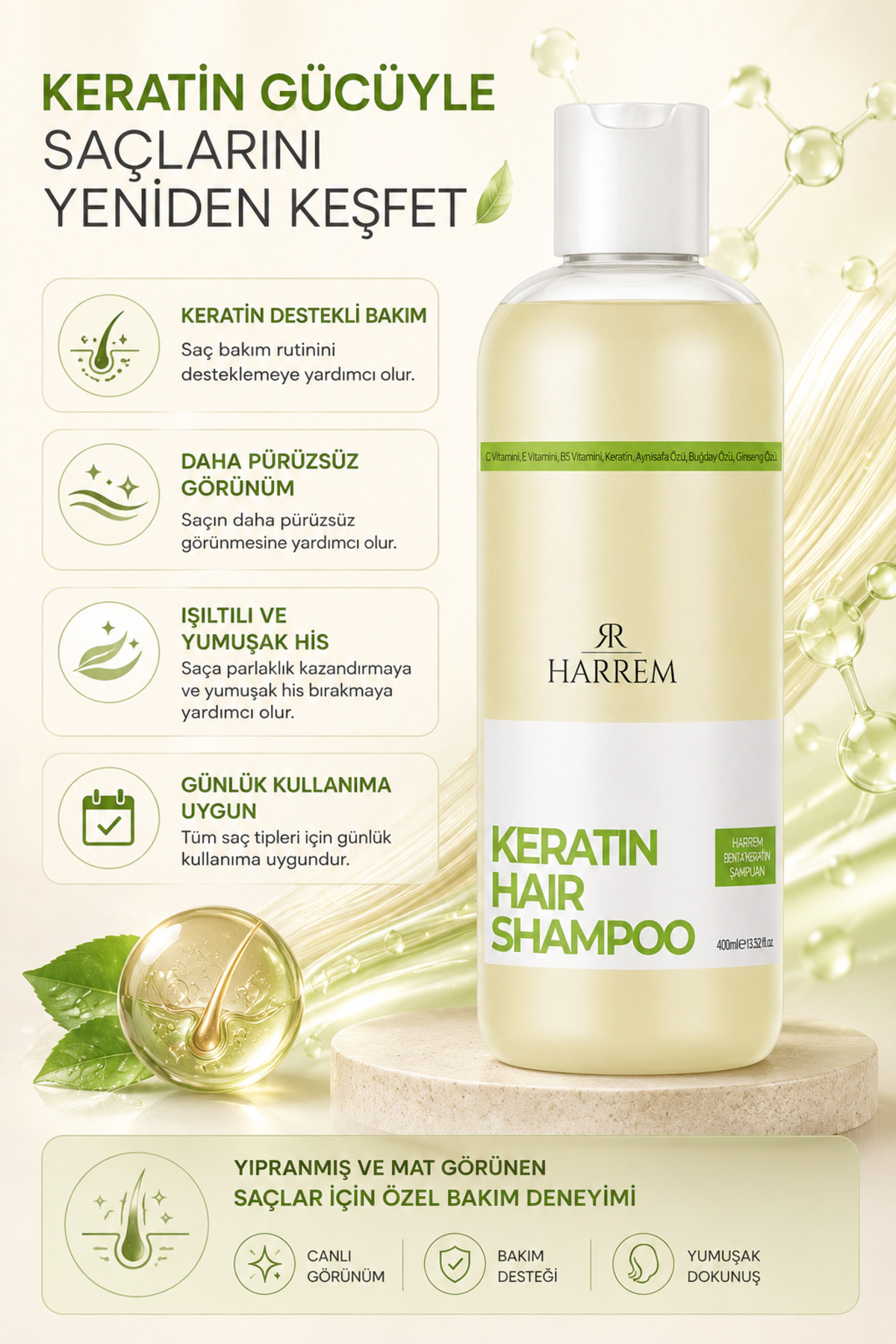 Keratin Şampuan 400 ml — 00319 — تصویر 3 از 6