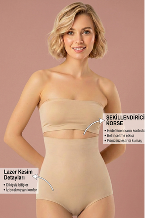 Bravie Toparlayıcı Etkili Lazer Kesim Slip Korse 2006 Ten